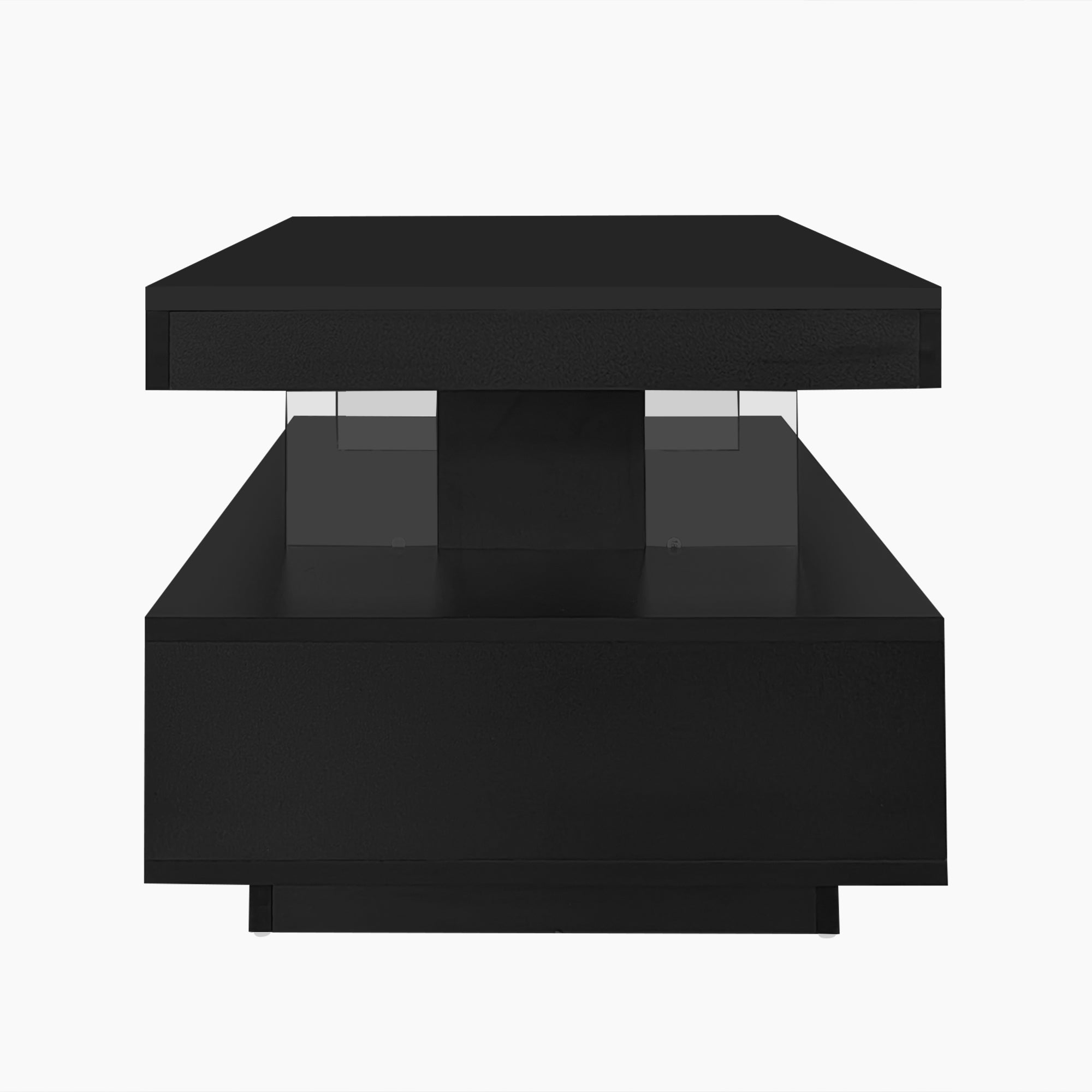 Logidon hoogglans salontafel zwart 95x50x42,5 cm glazen bladen