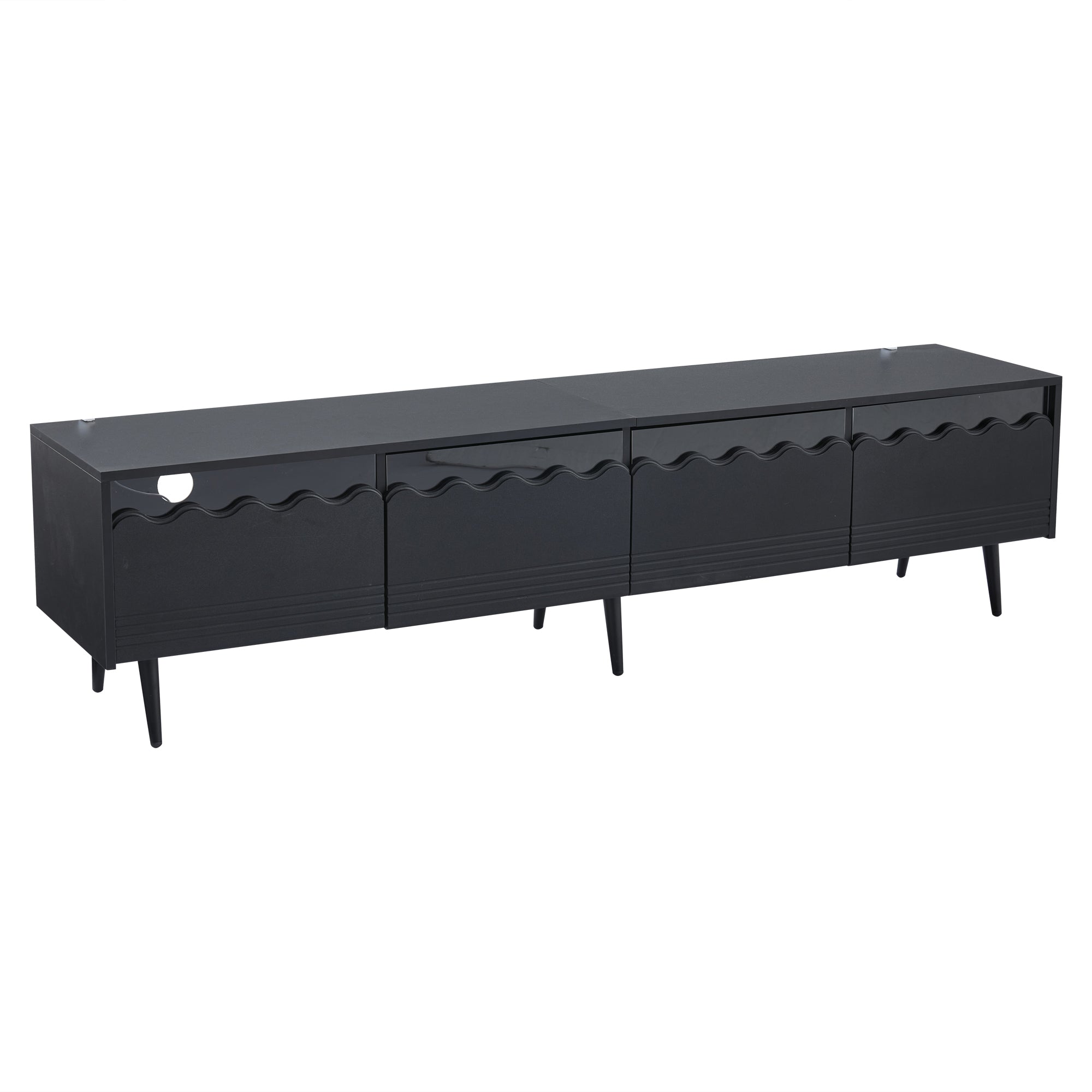 Logidon 176x38x45 cm zwart TV-lowboard met LED-verlichting