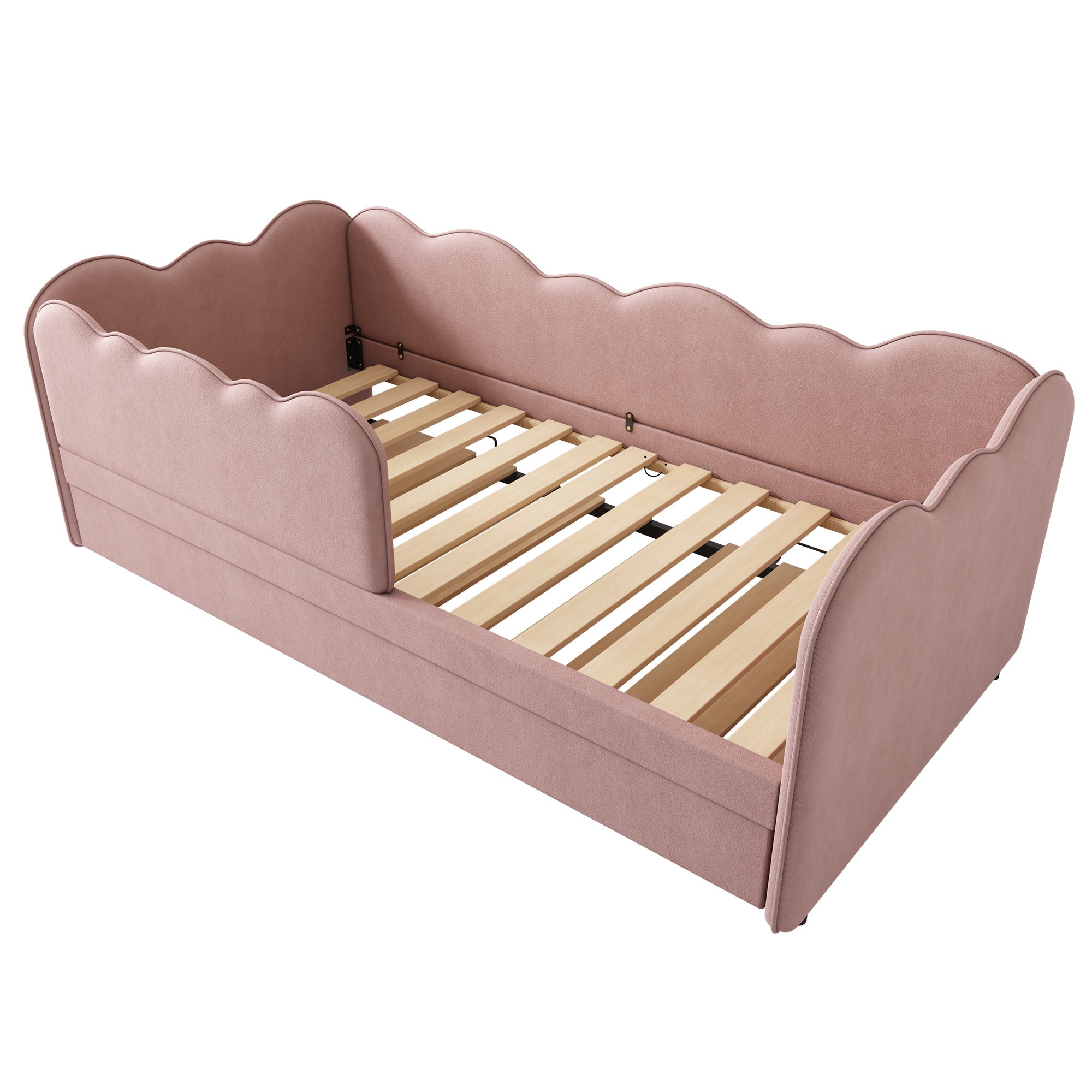 Logidon gestoffeerd dagbed 90x190 roze met uitschuifbaar bed