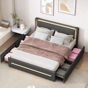Logidon gestoffeerd bed 160x200 grijze kleur veranderende LED vier opbergvakken