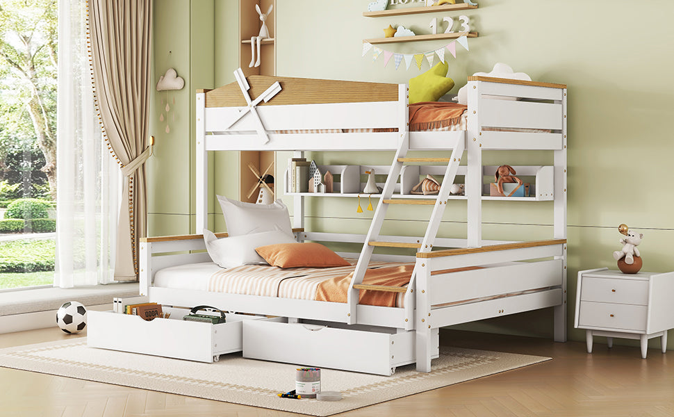 Logidon Stapelbed Met Molen Wit Naturel 90x200 cm en 140x200 cm