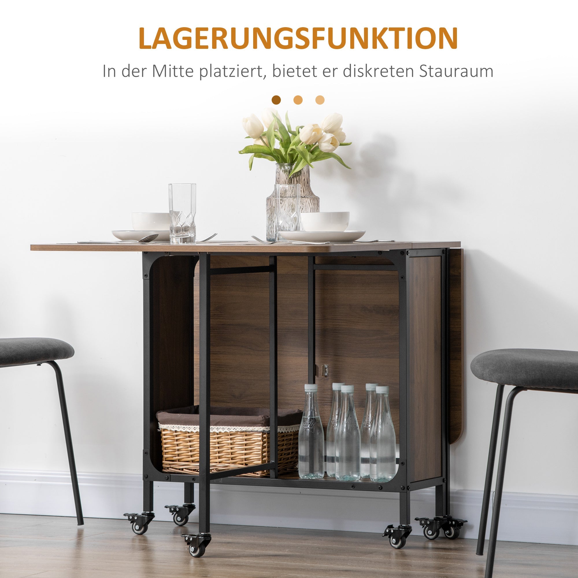 Logidon opklapbare eettafel mobiel voor 6 personen 130x80 cm lichtbruin