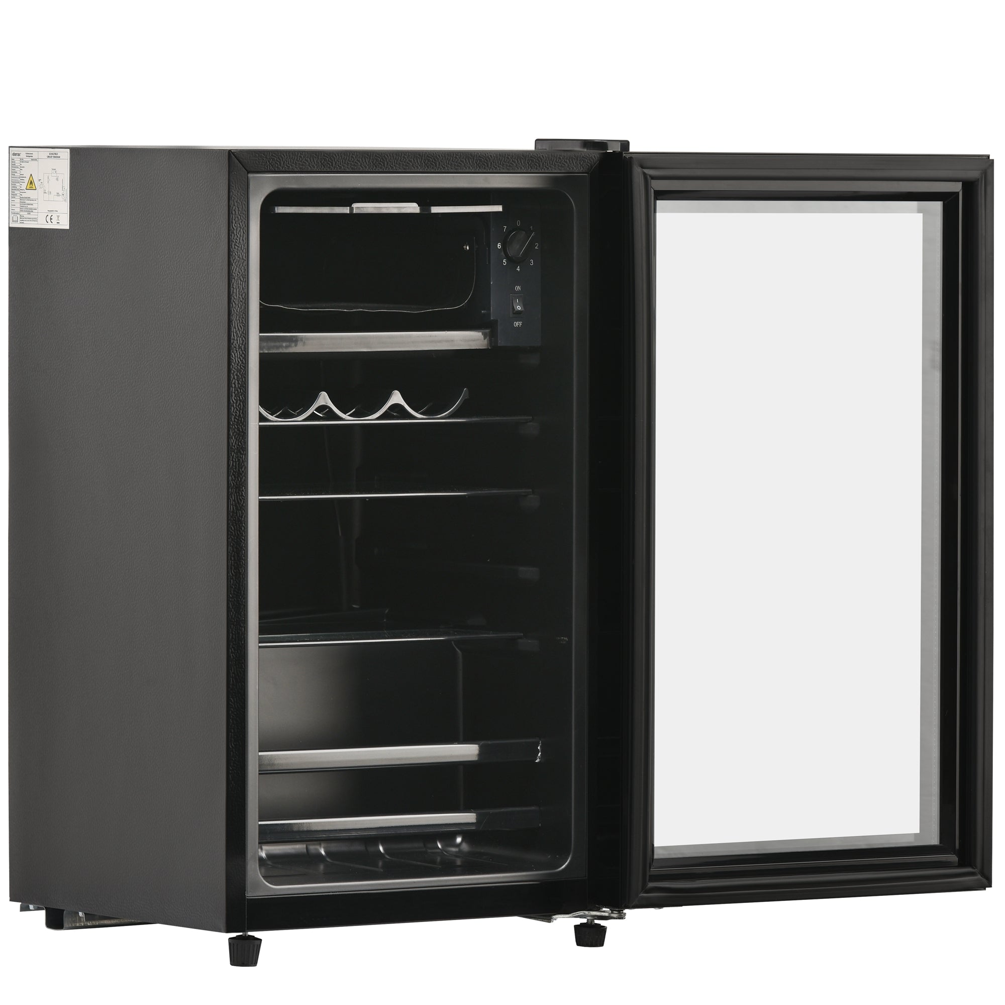 Logidon 76L minikoelkast Zwart 70L koelgedeelte, 6L vriesgedeelte, LED