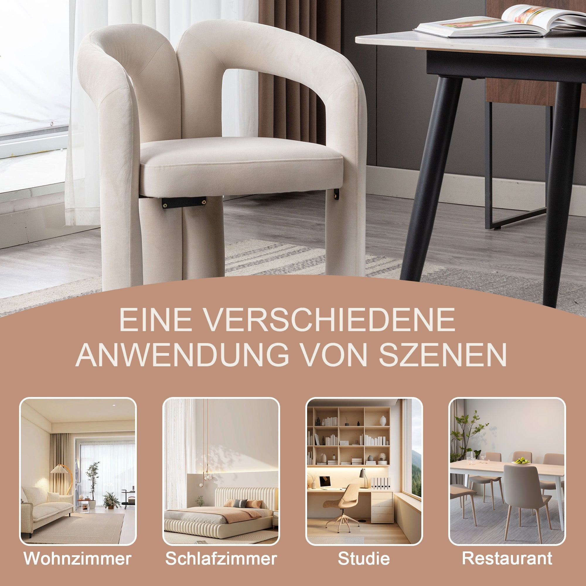 Logidon fluwelen eetkamerstoelen beige fluweel set van 2 gestoffeerd