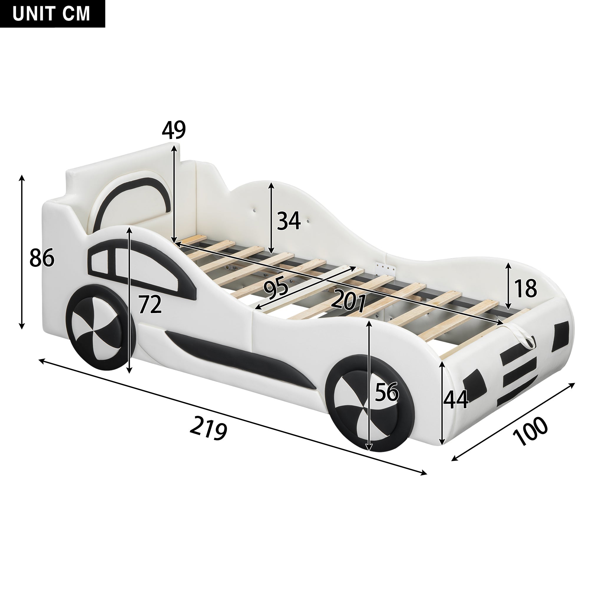 Logidon autobed vlakbed 90x200 wit met lattenbodem opbergruimte
