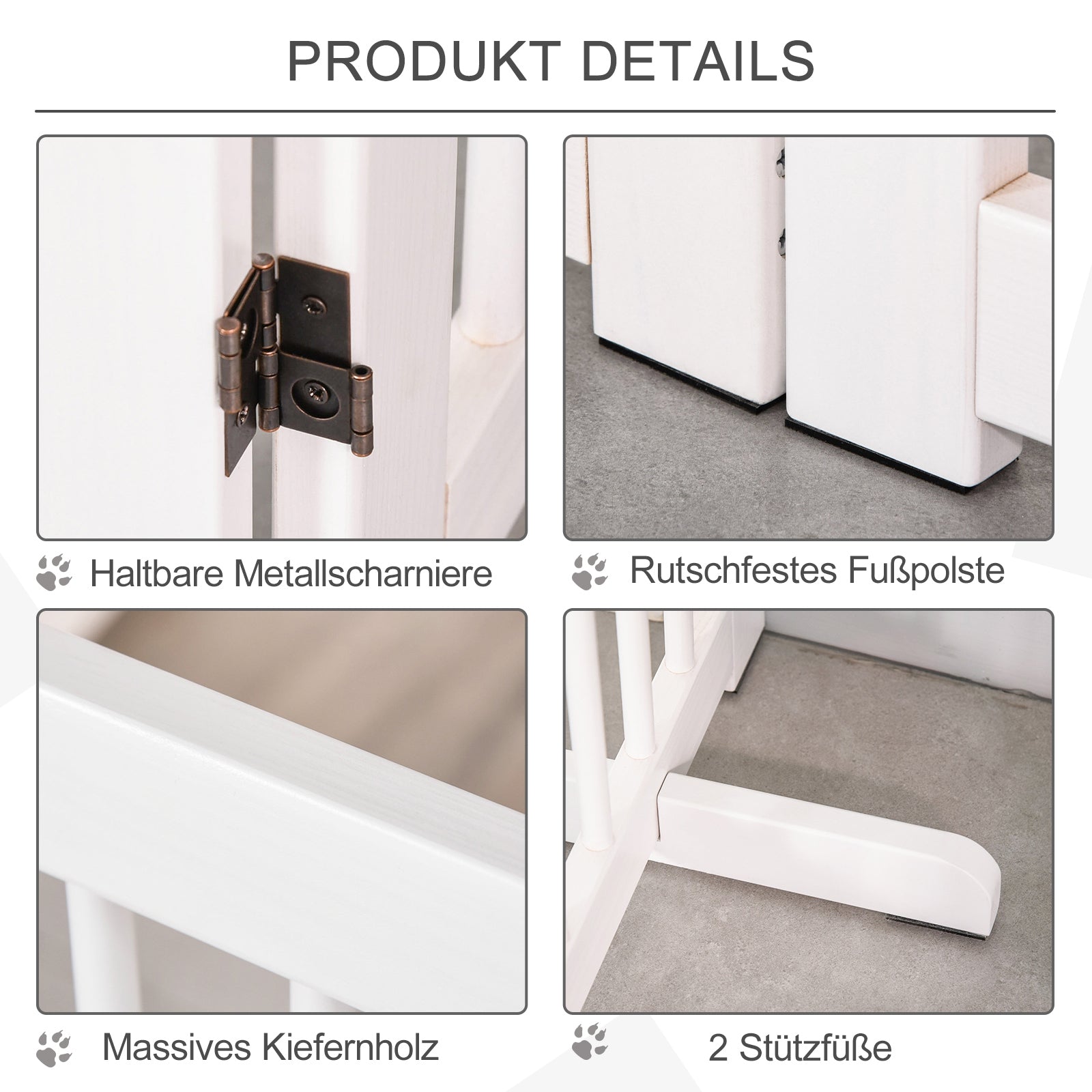 Logidon PawHut hondenafrastering 4-delig 220 x 91 cm wit hout