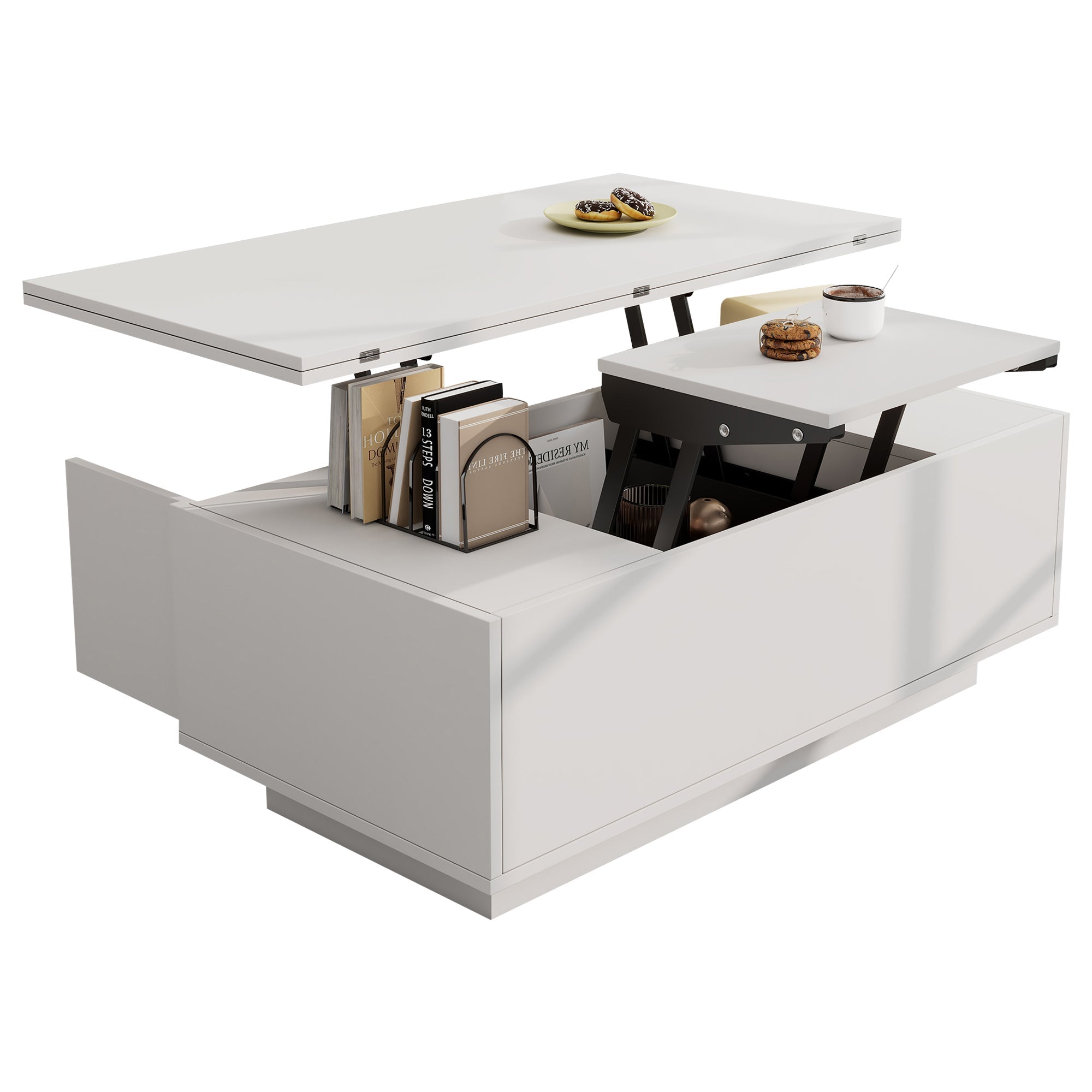 Logidon moderne salontafel met dubbel hefmechanisme, opbergruimte