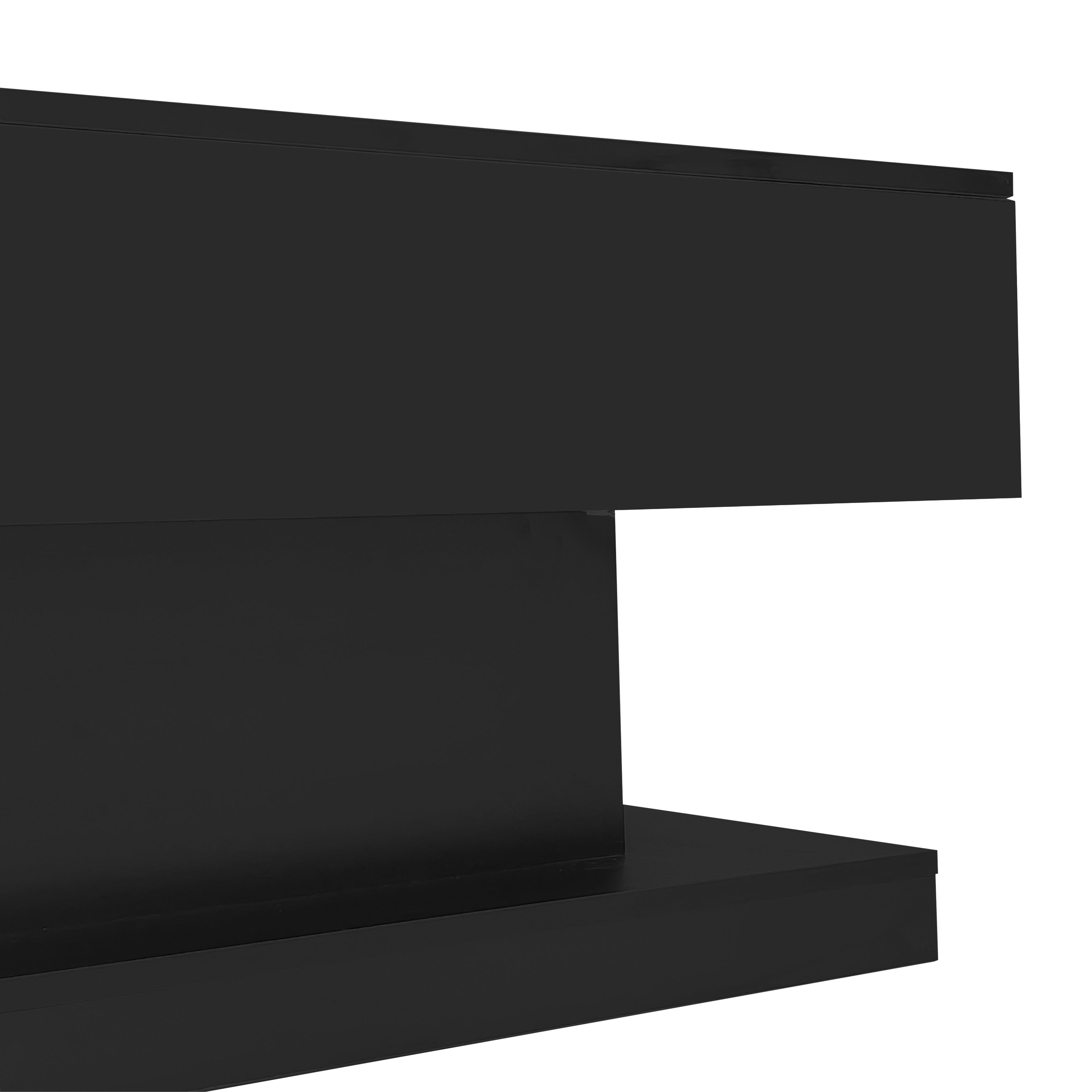 Logidon hoogglans liftsalontafel zwart 100x50x45 cm LED-verlichting