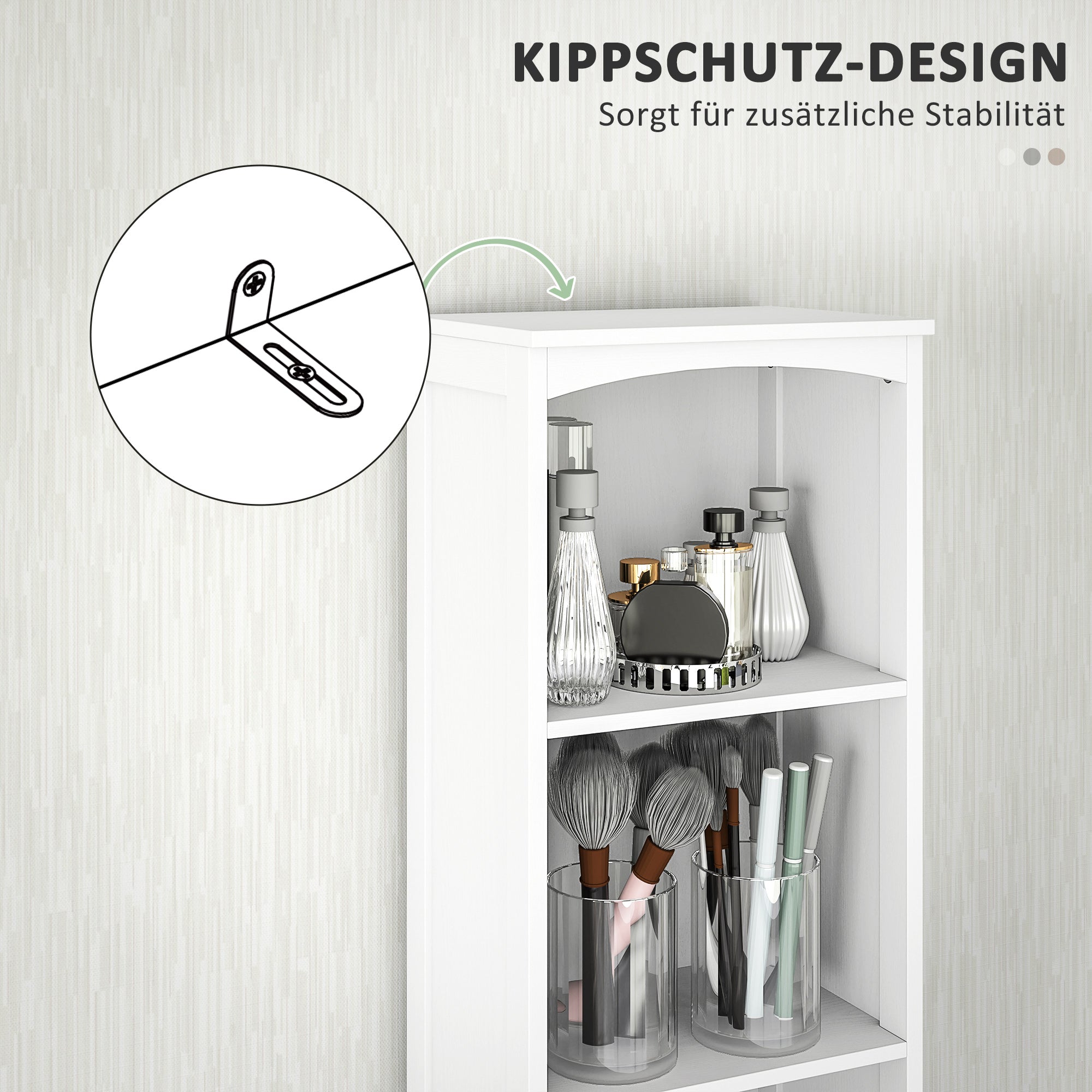 Logidon tall bathroom cabinet white 3 shelves, 1 drawer 34x24x170.5 cm