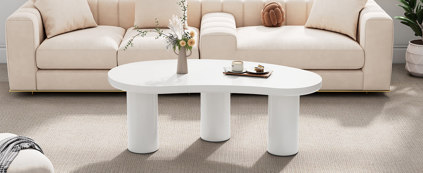 Logidon Witte halve maan salontafel 107x57x40,5 cm MDF en PVC