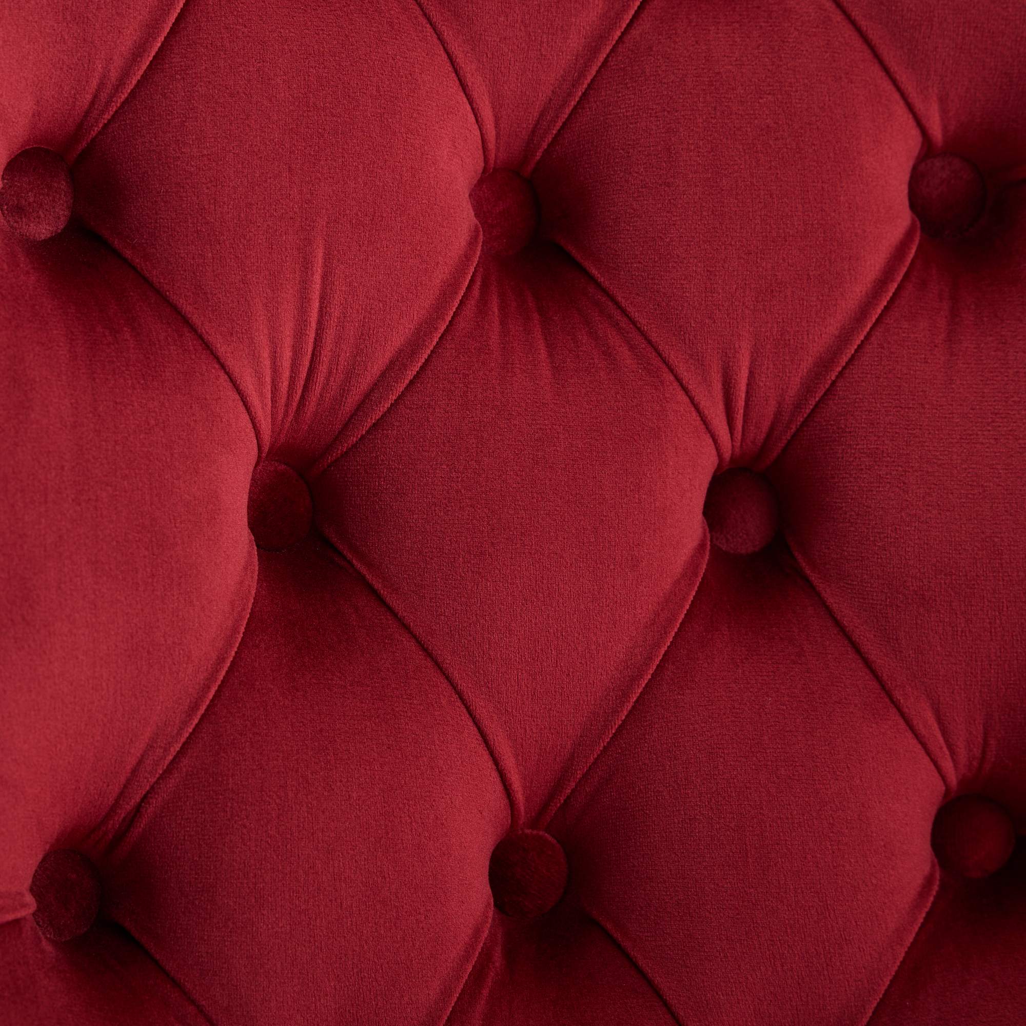 Logidon Velvet Dining Chair Set 2 Burgundy Nail Trim