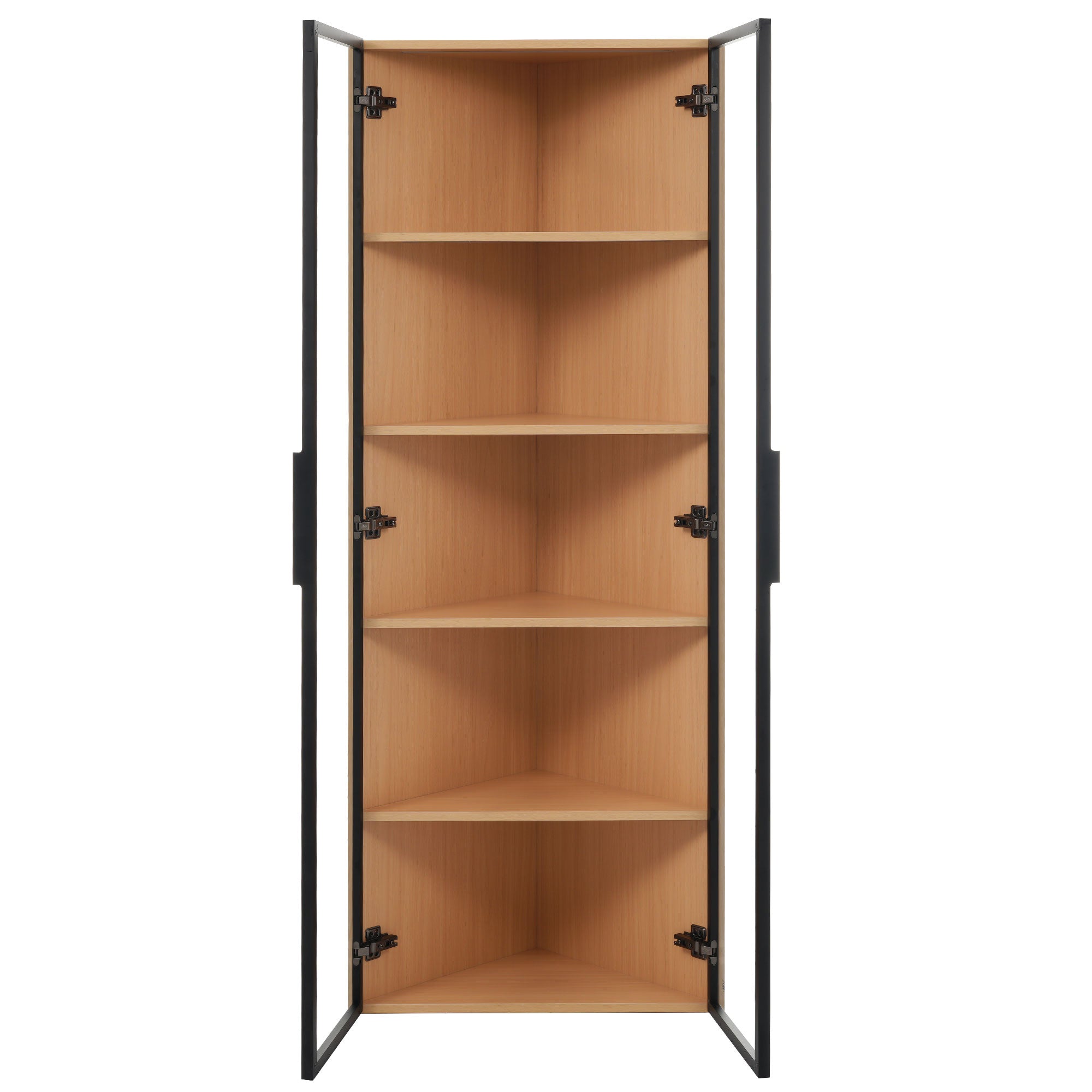 Logidon LED glazen vitrine 62 cm 35 cm 160 cm eiken hoekvitrine met deur