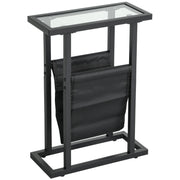 Logidon bijzettafel met glazen blad en stoffen tas zwart 40 x 18 cm