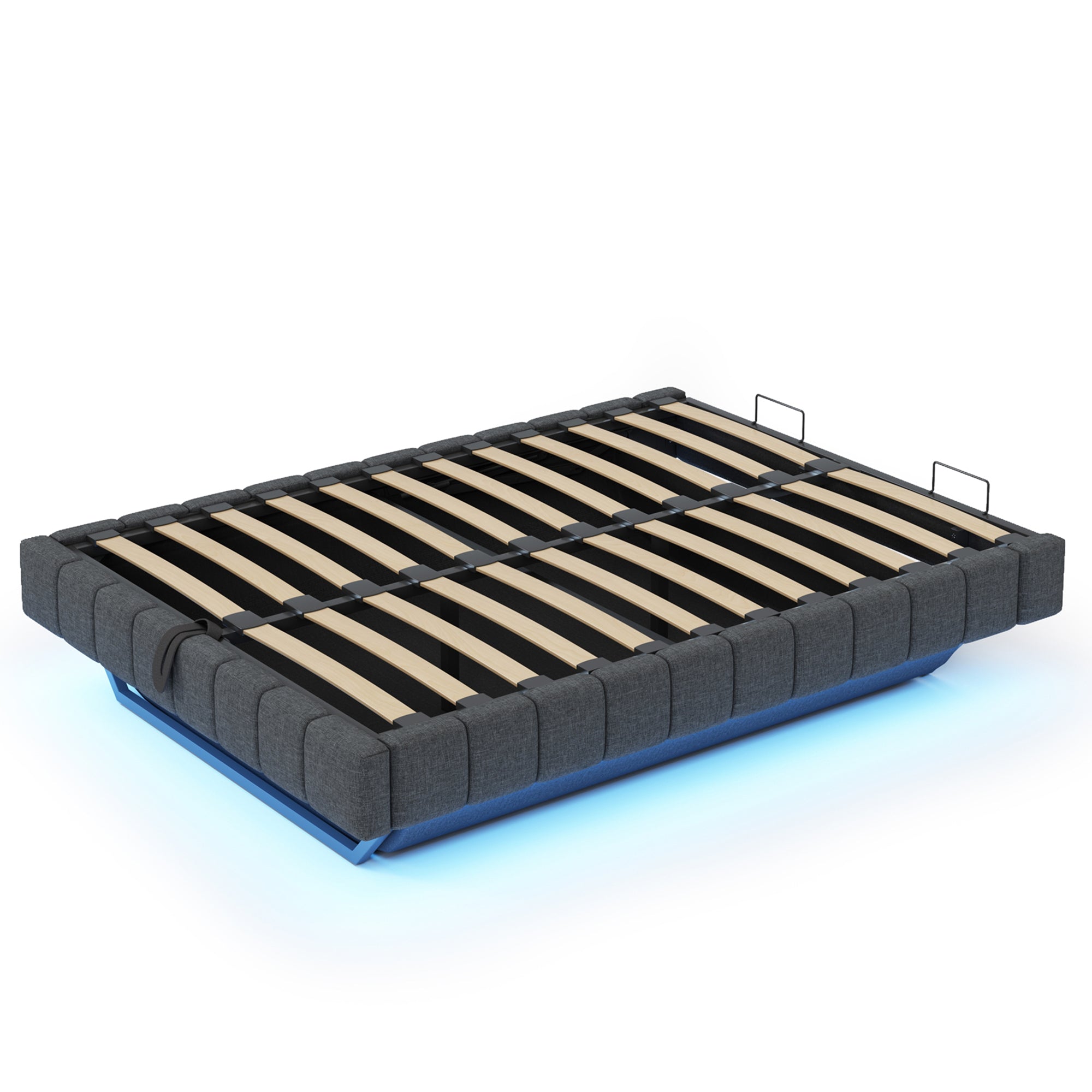 Logidon gestoffeerd bed 140x200 cm met opbergruimte LED licht linnengrijs