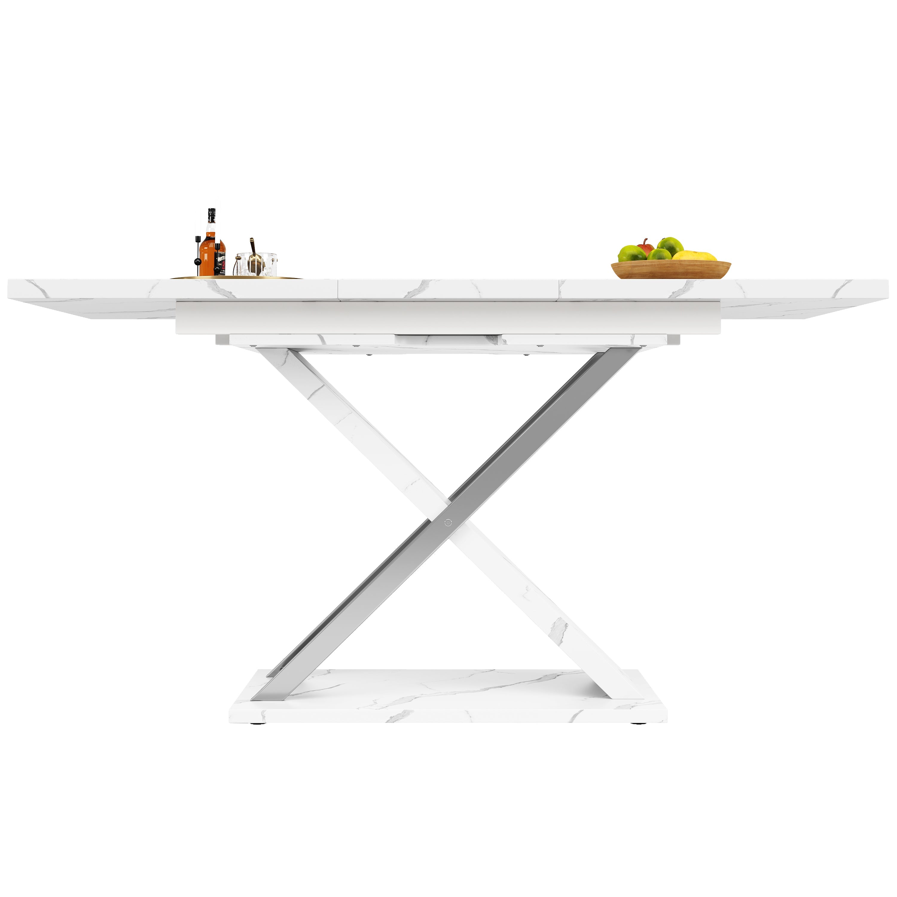 Logidon Uitschuifbare eettafel wit 118-157 cm met gekruiste poten