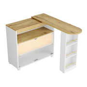 Logidon Uitschuifbare bartafel met opbergruimte LED Wit 138-204 cm