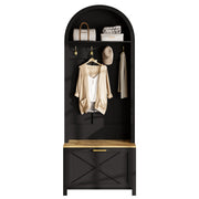 Logidon Garderobekast Zwart 75x35x195 cm Halboom met Schoenenrek