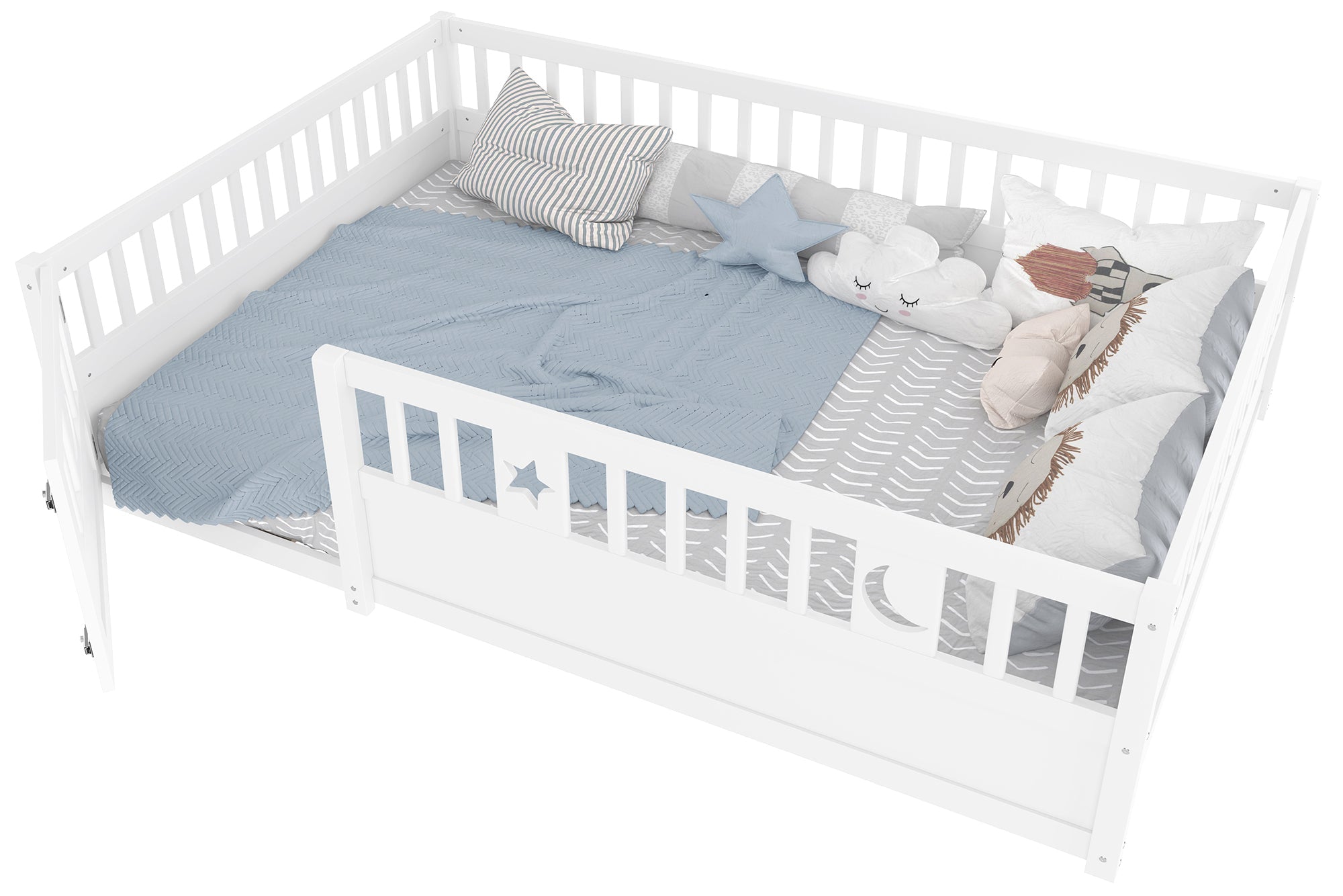 Logidon paneelbed 140x190 wit met rastersterdecor zonder matras