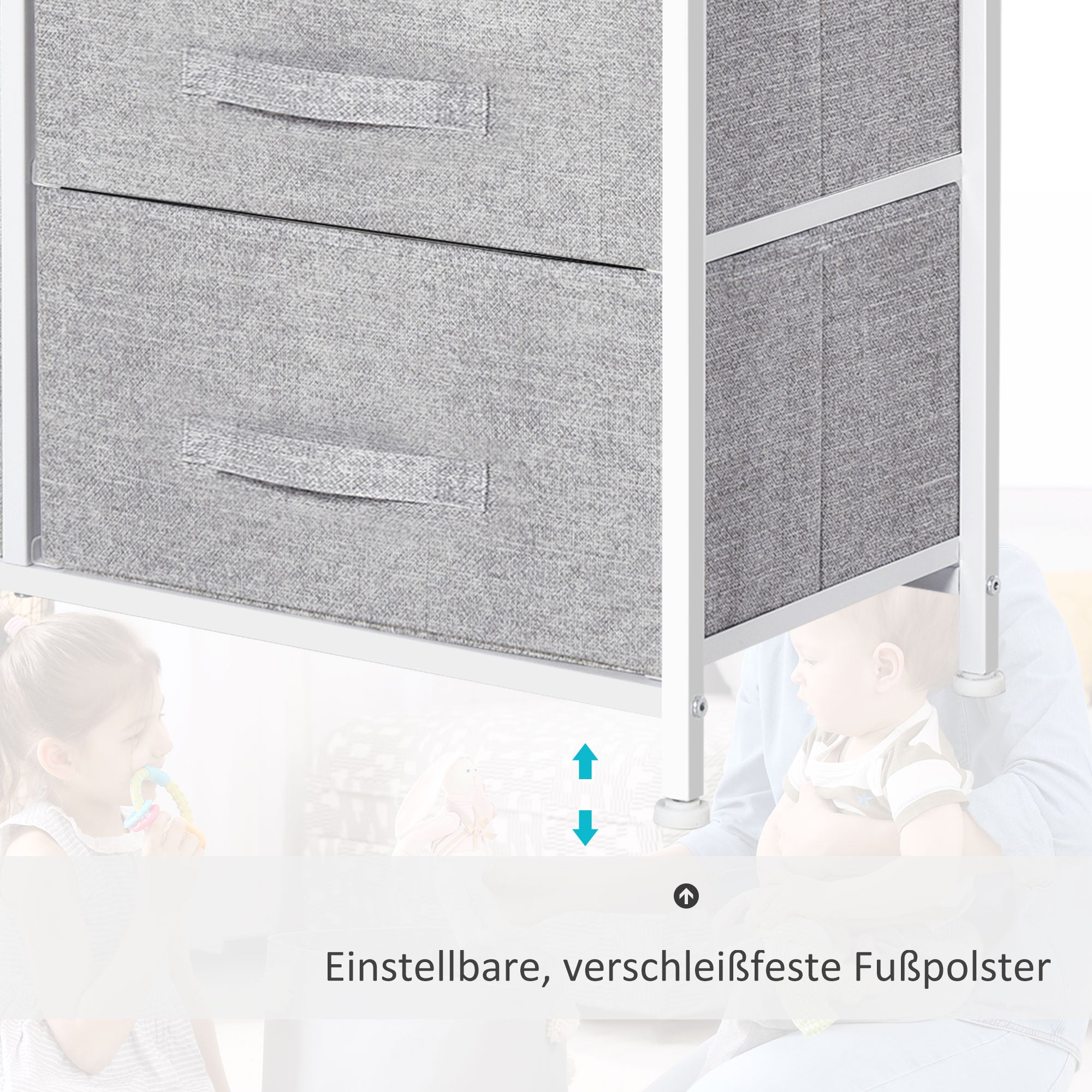 Logidon ladekast met 5 stoffen lades grijs 83x29x77 cm