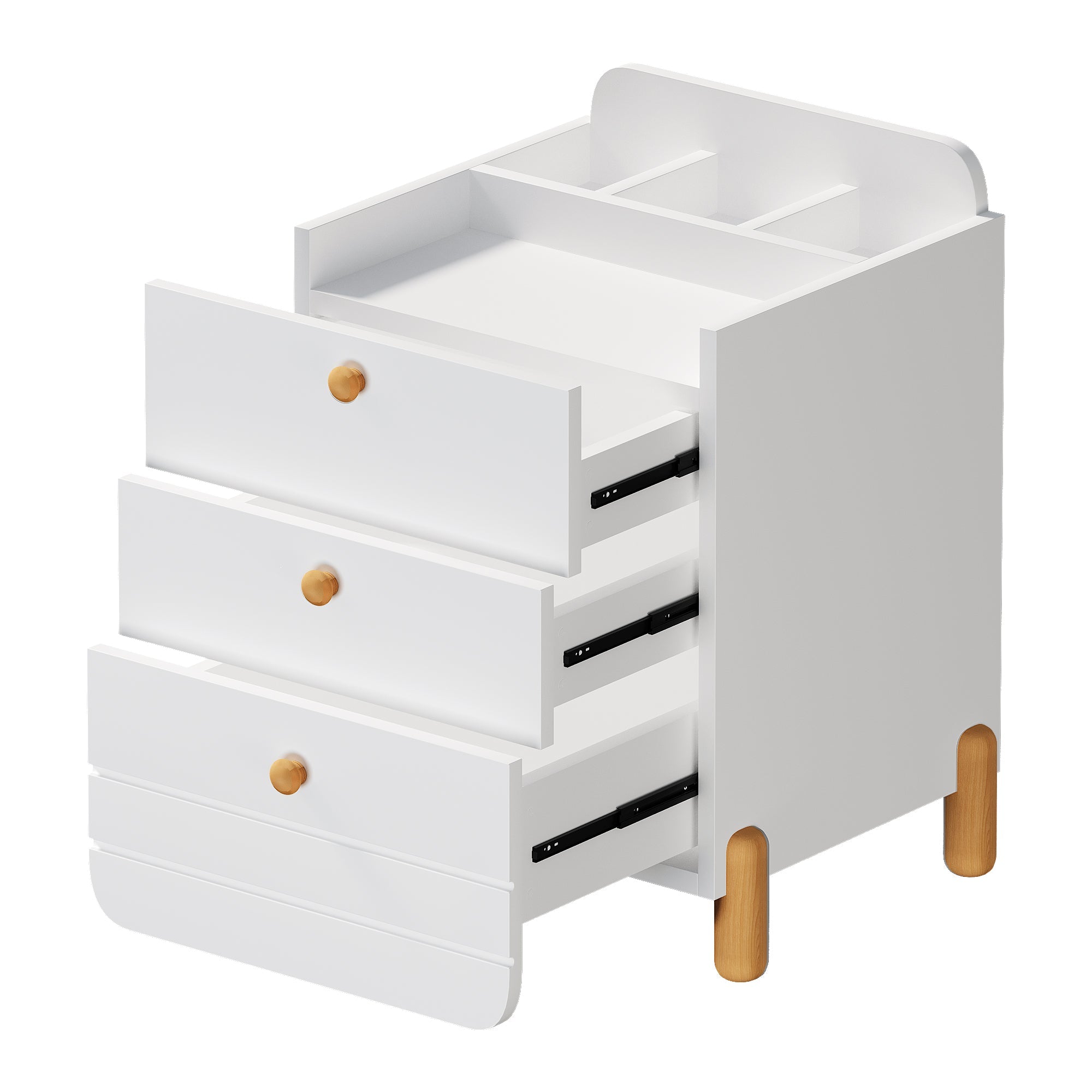 Logidon nachtkastje 3 lades wit houten poten elegant