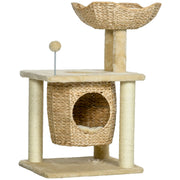 Logidon kattenkrabpaal klein beige met grot en speelbal