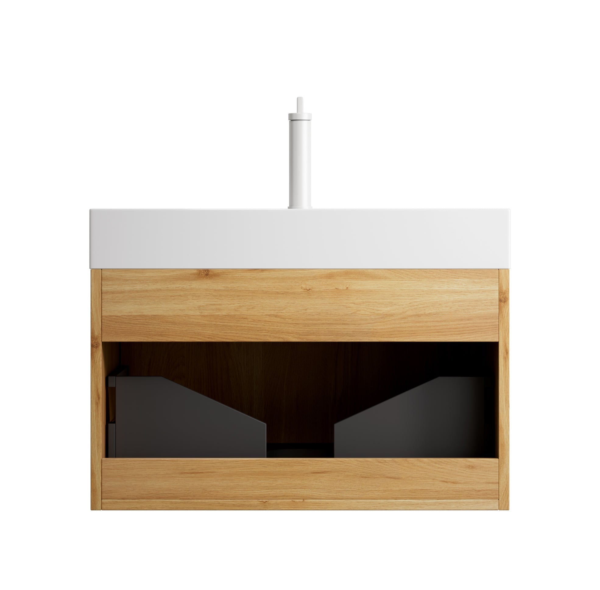 Logidon 70cm Wall Mounted Bathroom Vanity Unit With White Resin Basin
