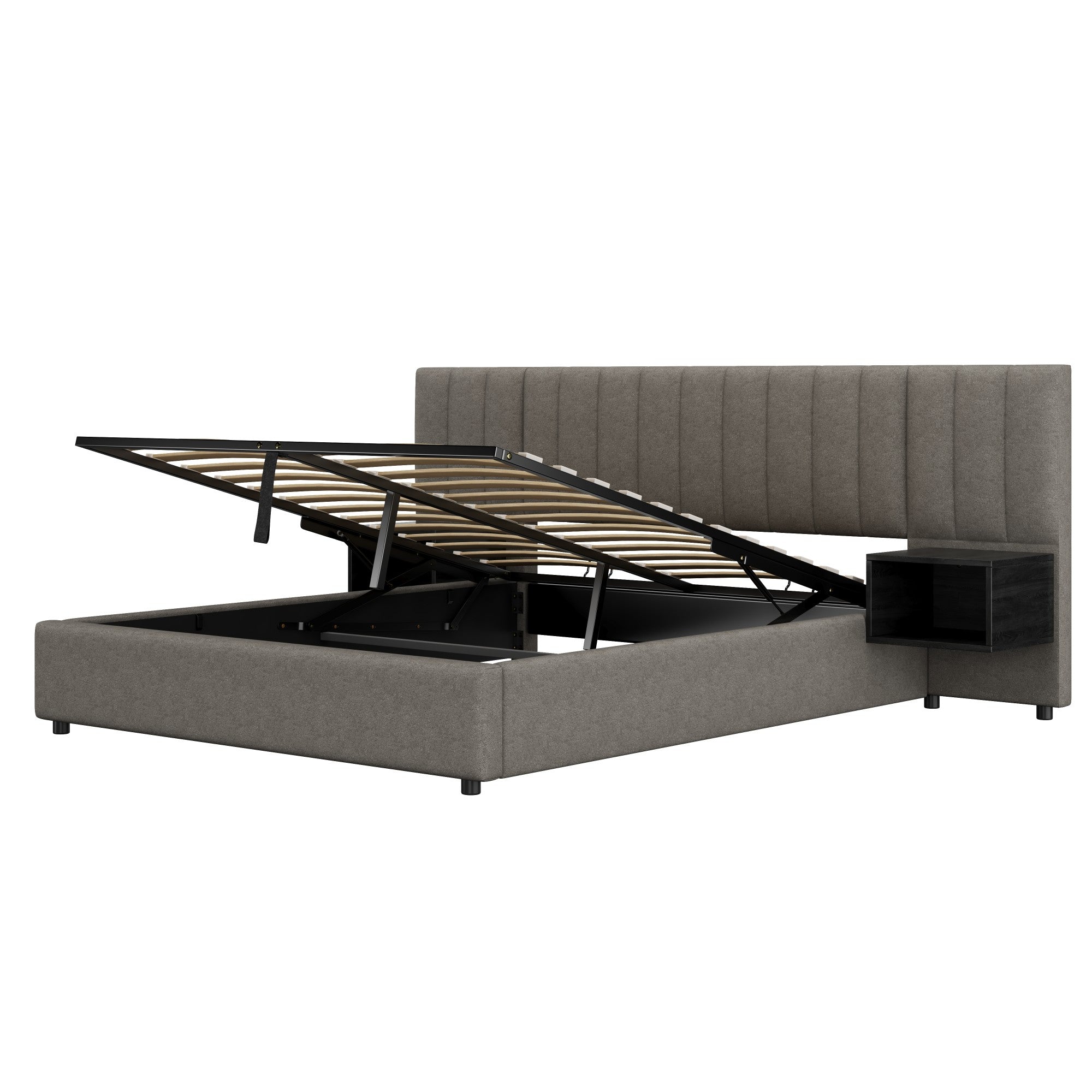 Logidon Gestoffeerd bed 160x200 cm met hydraulische opbergruimte grijs zwart