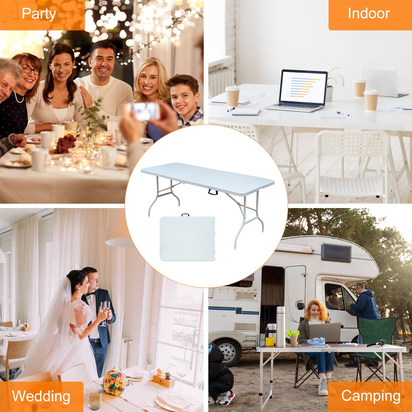 Logidon 244 cm klaptafel met draaggreep, heavy-duty wit