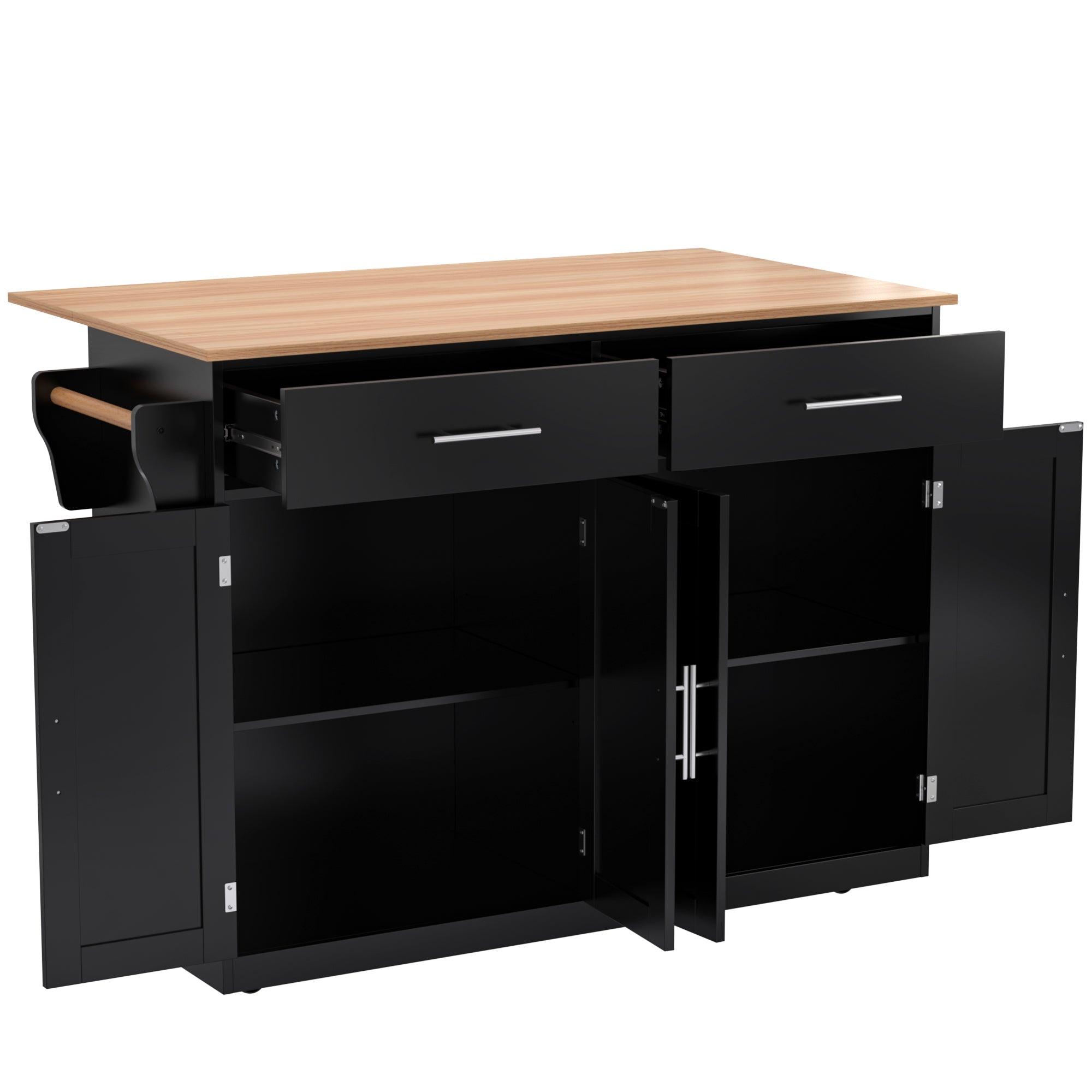 Logidon serving trolley with folding table top black 120x46x91 cm