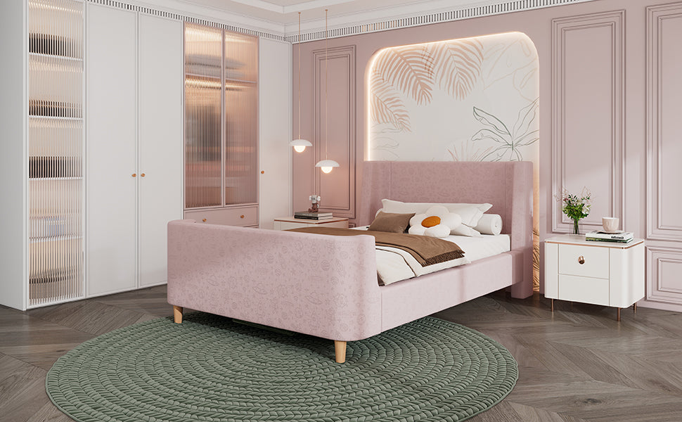 Logidon kinderbed gestoffeerd bed 90x200 roze fluweel sleebed Kosmos