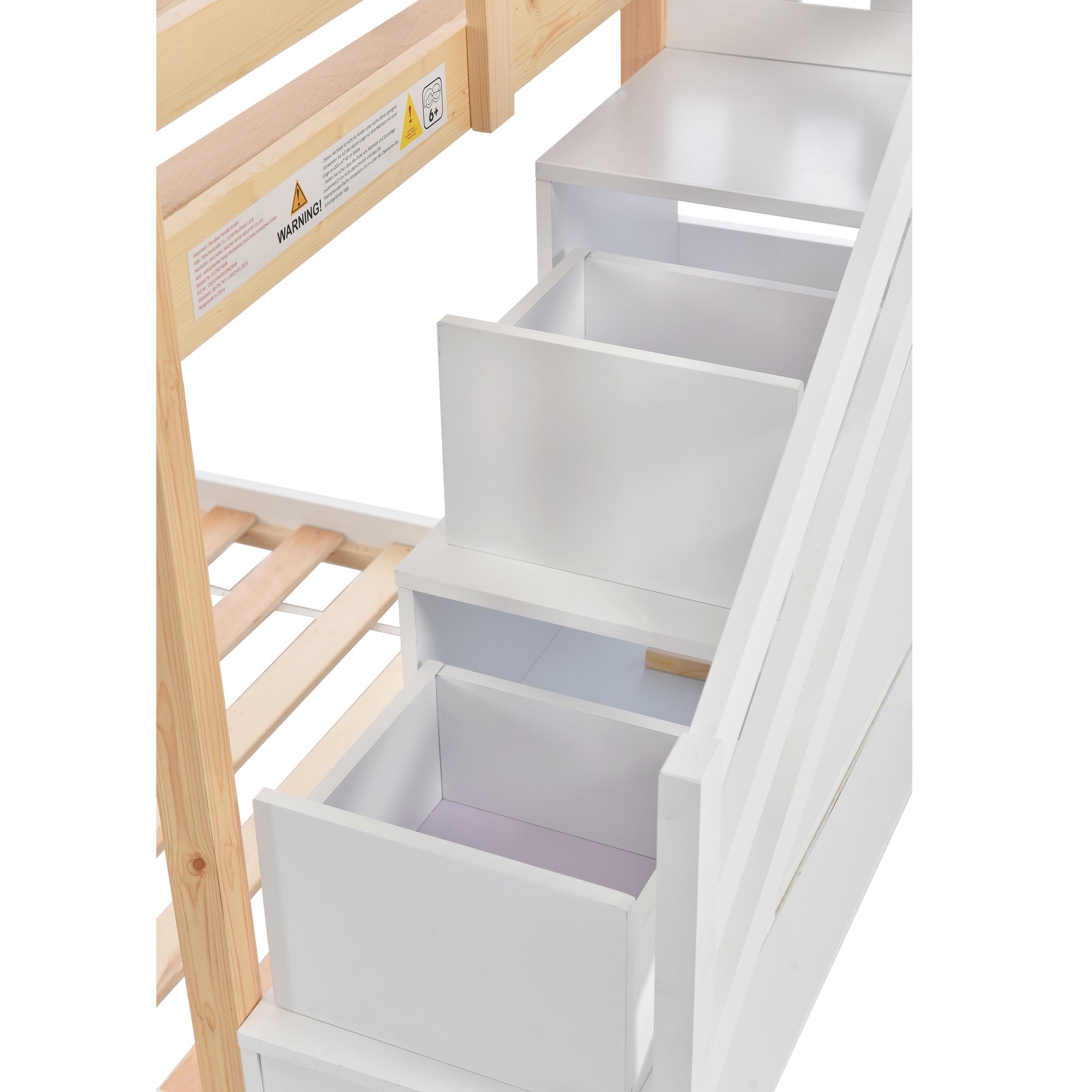 Logidon stapelbed boomhut 90x200 cm - naturel wit, 2 lattenbodems