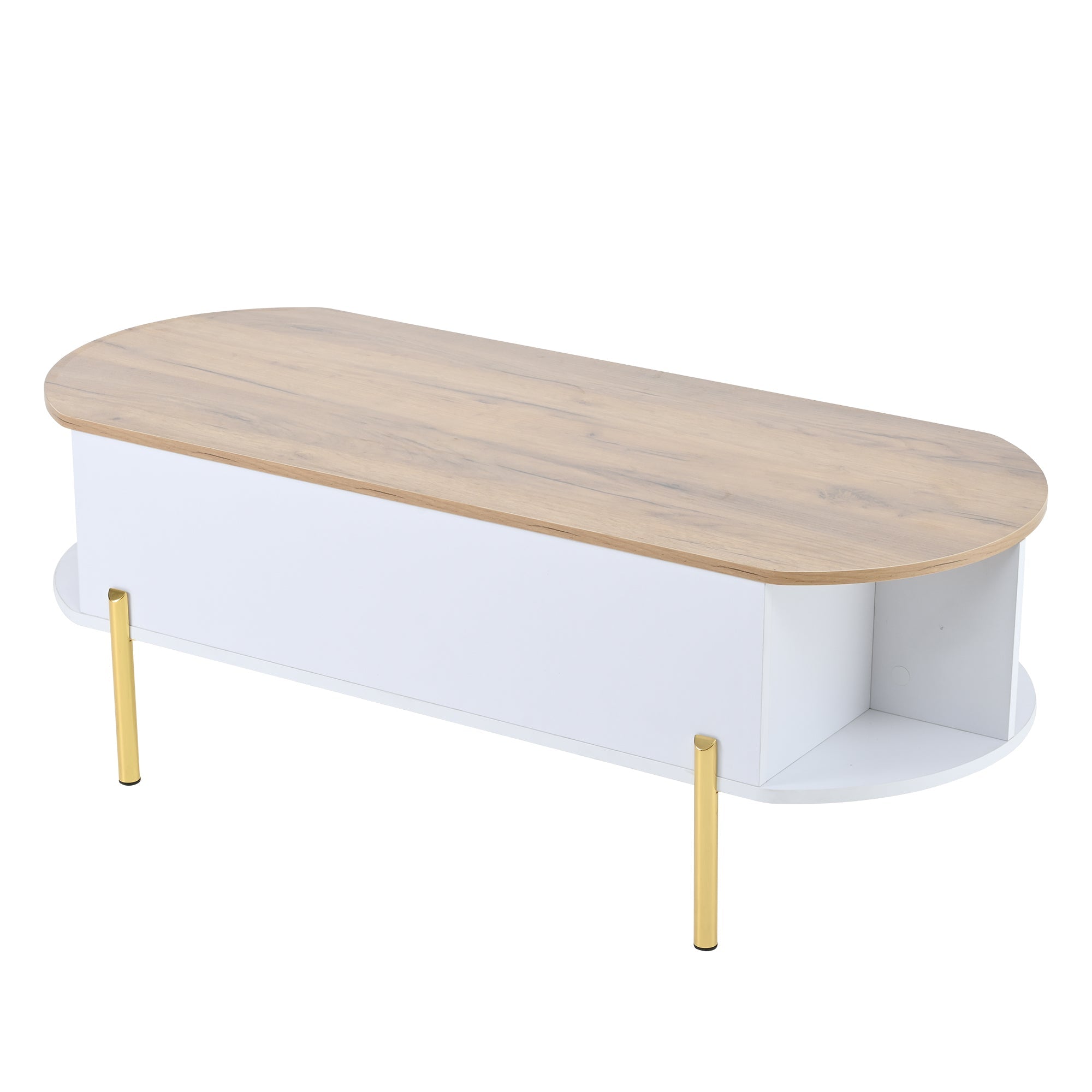 Logidon Verstelbare Salontafel 120x50x43 cm Met Opbergruimte Wit Hout