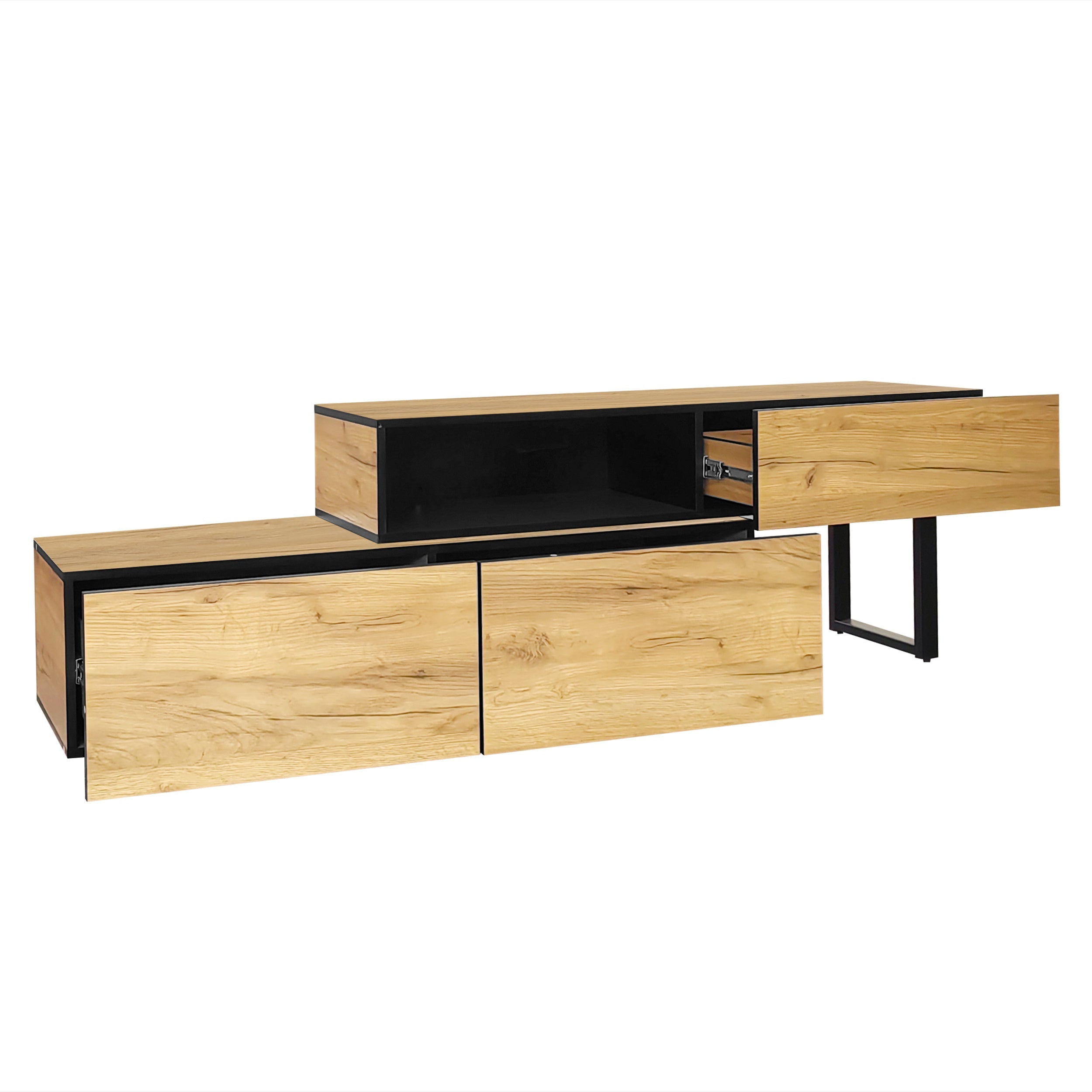Logidon Adjustable TV Cabinet Combination 135-200cm Three Drawers Large Compartment