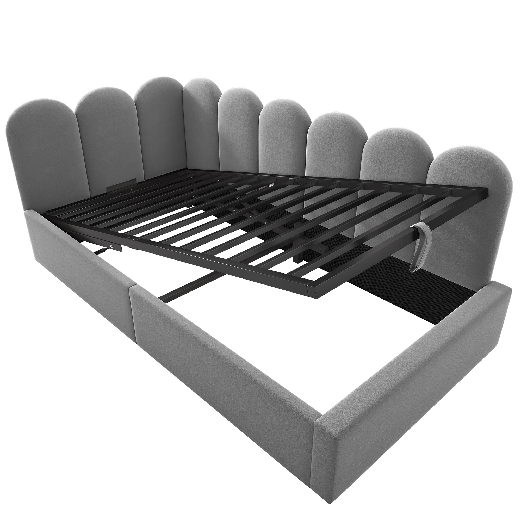 Logidon gestoffeerde dagbed 90x200 cm slaapbank met opbergruimte grijs fluweel