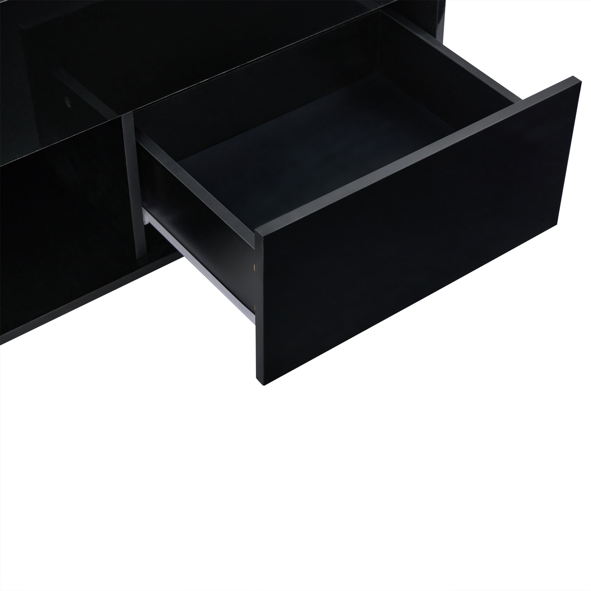 Logidon hoogglans salontafel 100x50x55 cm zwart LED-verlichting
