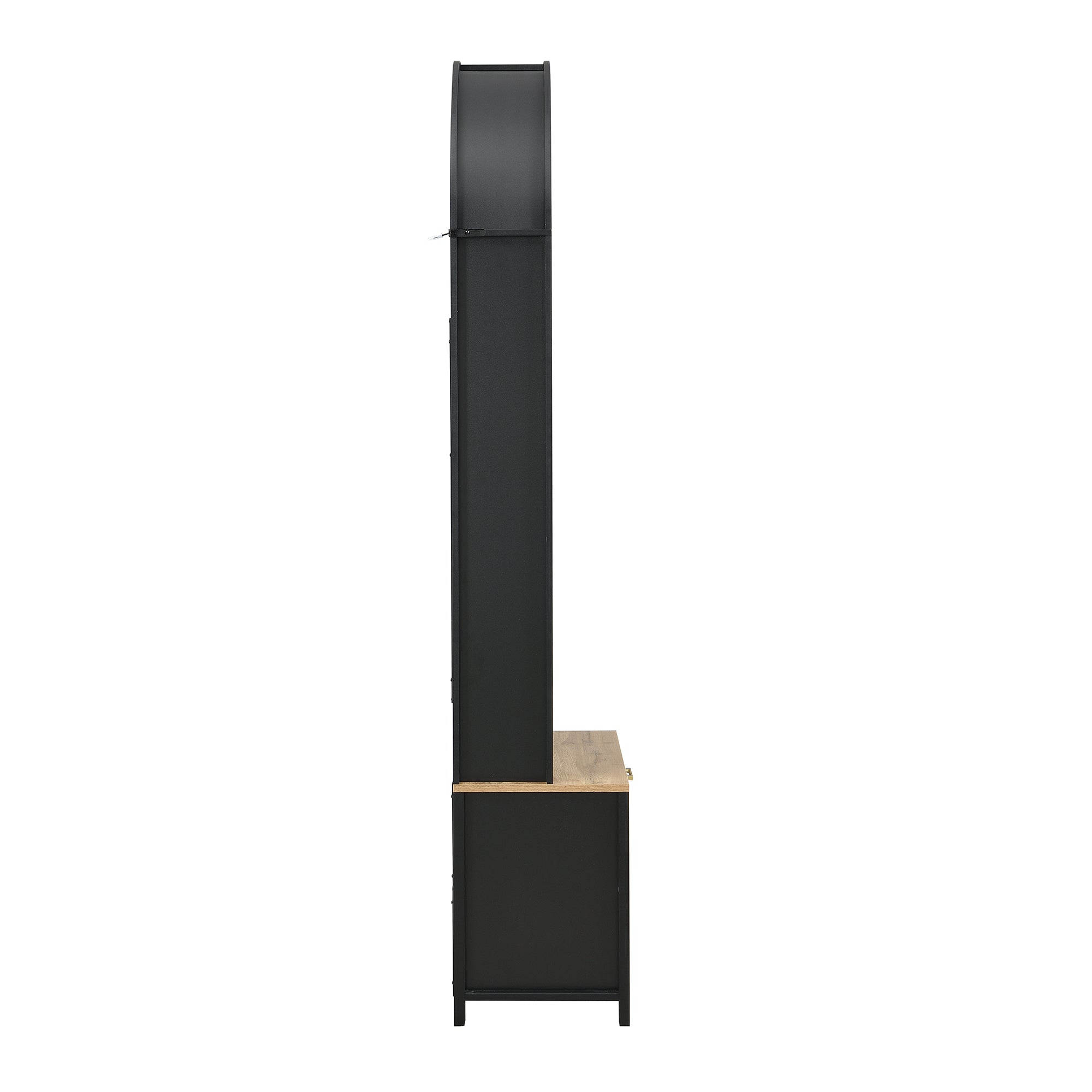Logidon Garderobekast Zwart 75x35x195 cm Halboom met Schoenenrek
