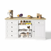 Logidon dressoir keukeneiland wit houten blad 5 laden 150x65x75 cm