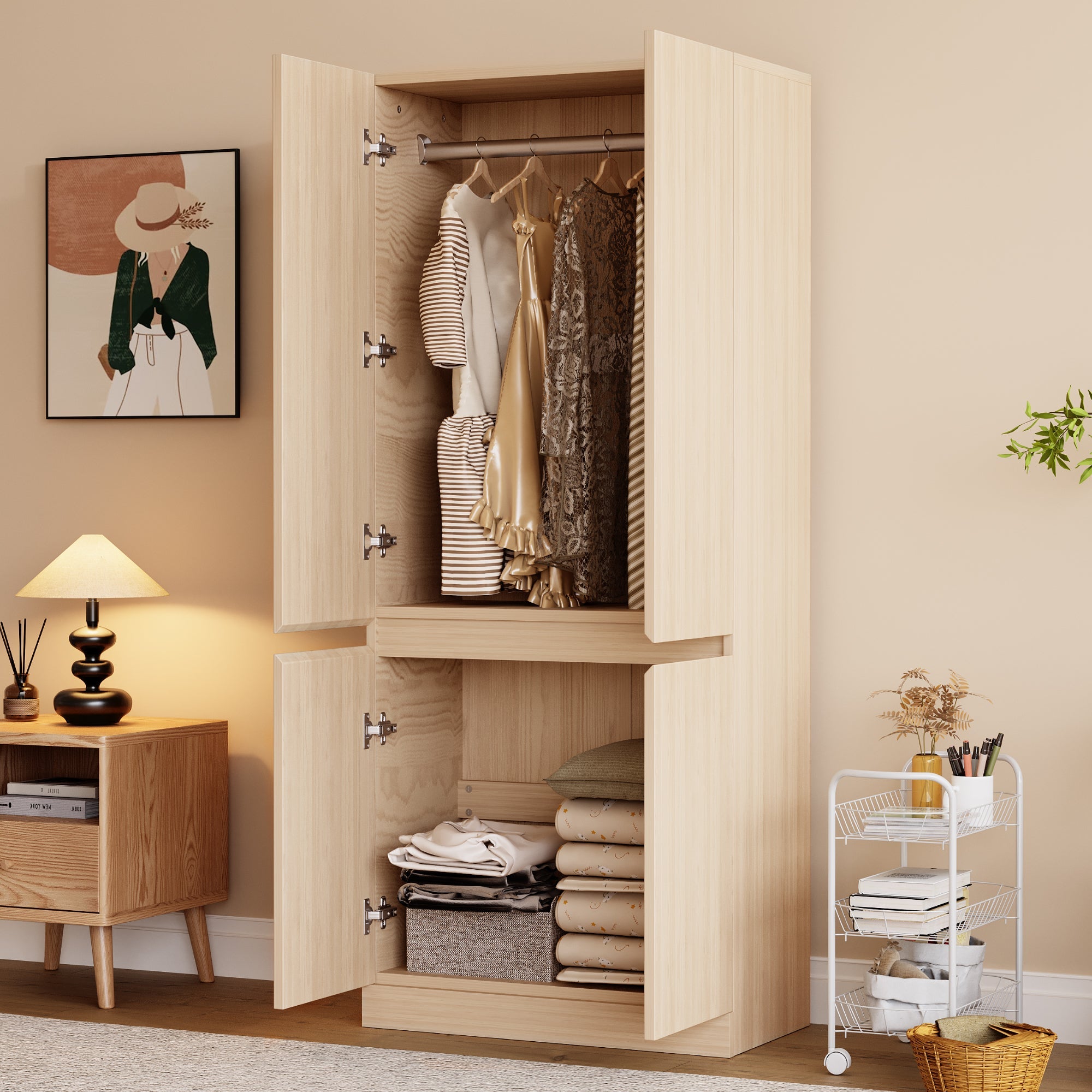 Logidon kledingkast 70x40x170 cm dubbele deur design houtkleur