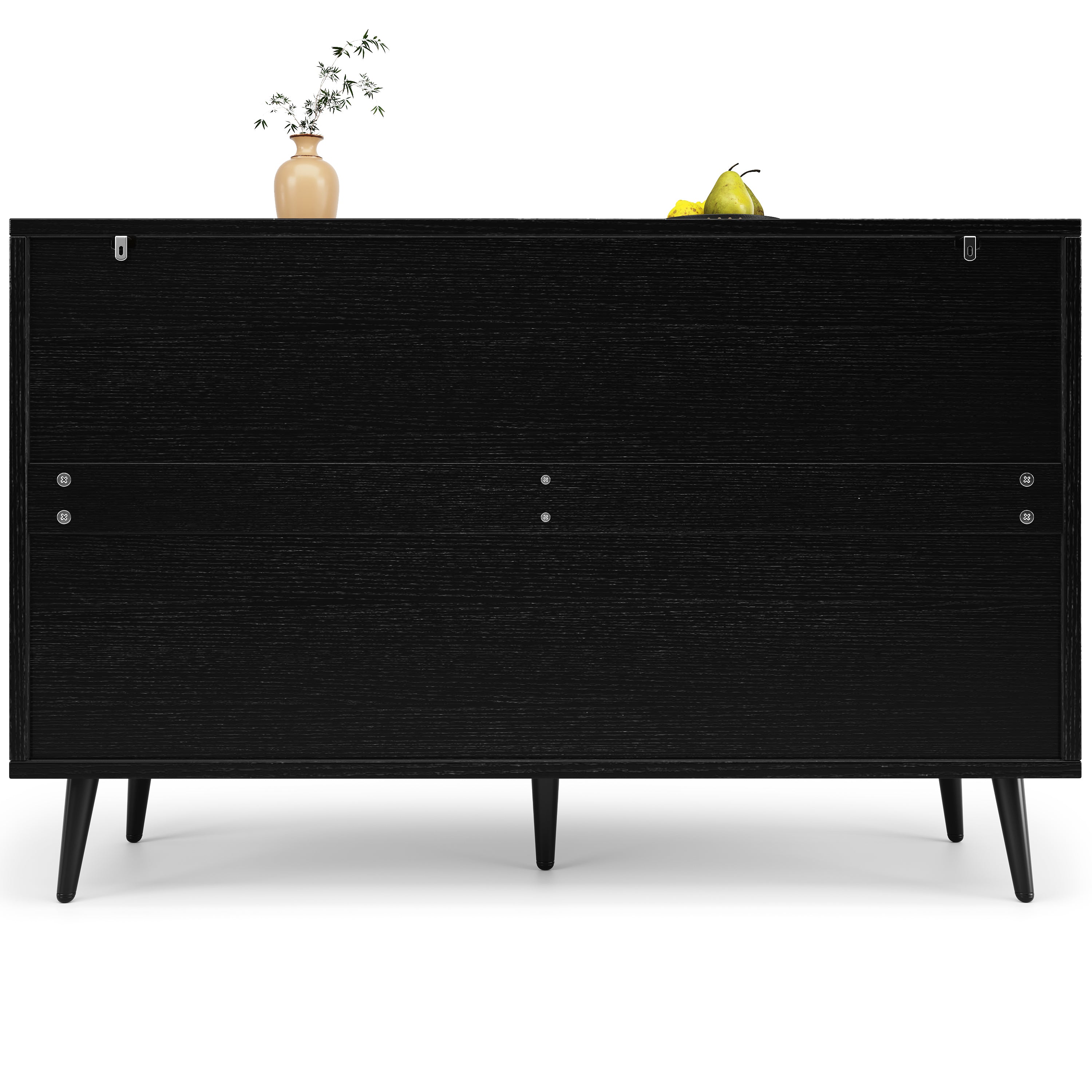 Logidon eetkamerkast 120x35x78 cm zwart met visgraatmotief