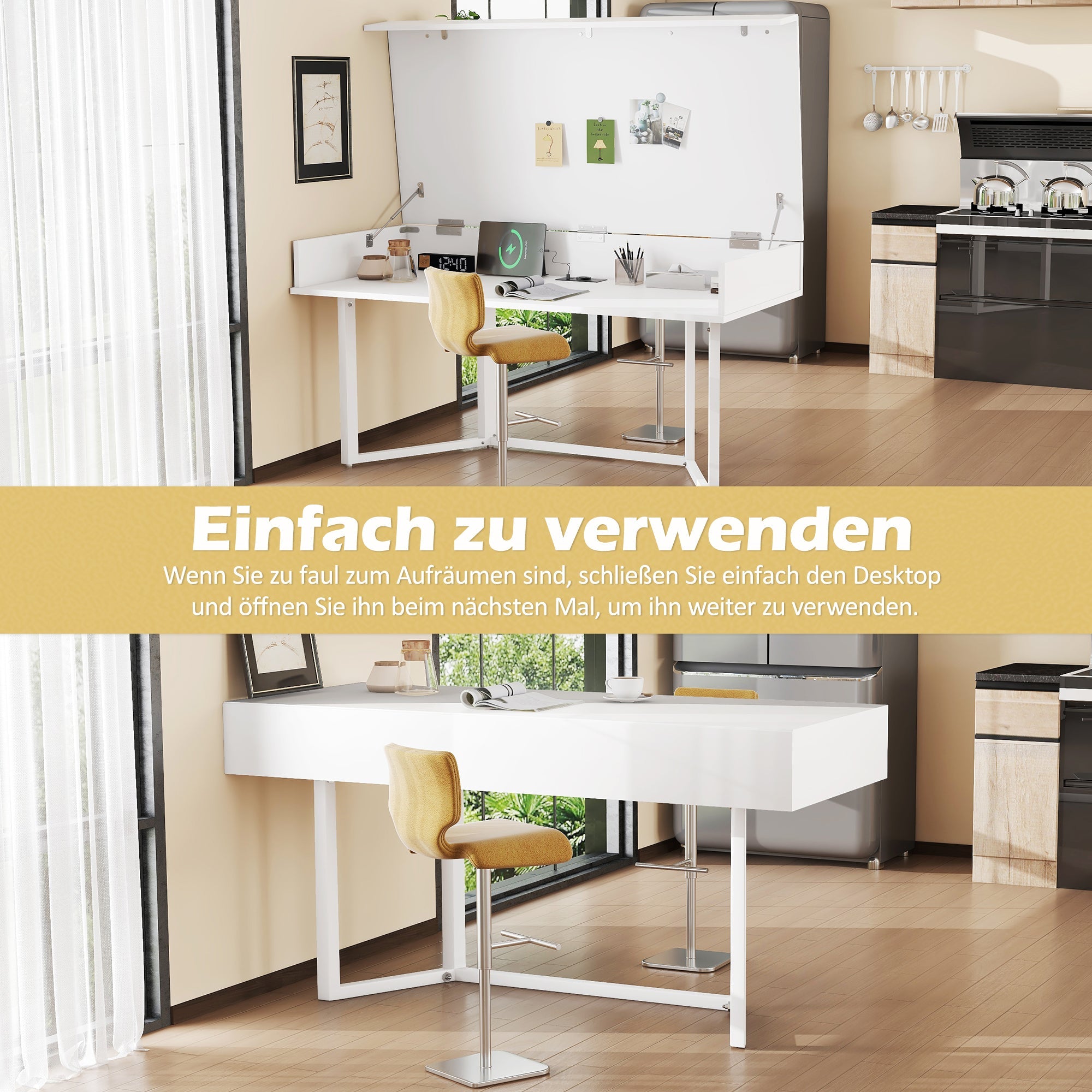 Logidon Opvouwbaar Bureau 120x55 Wit Met Stopcontacten