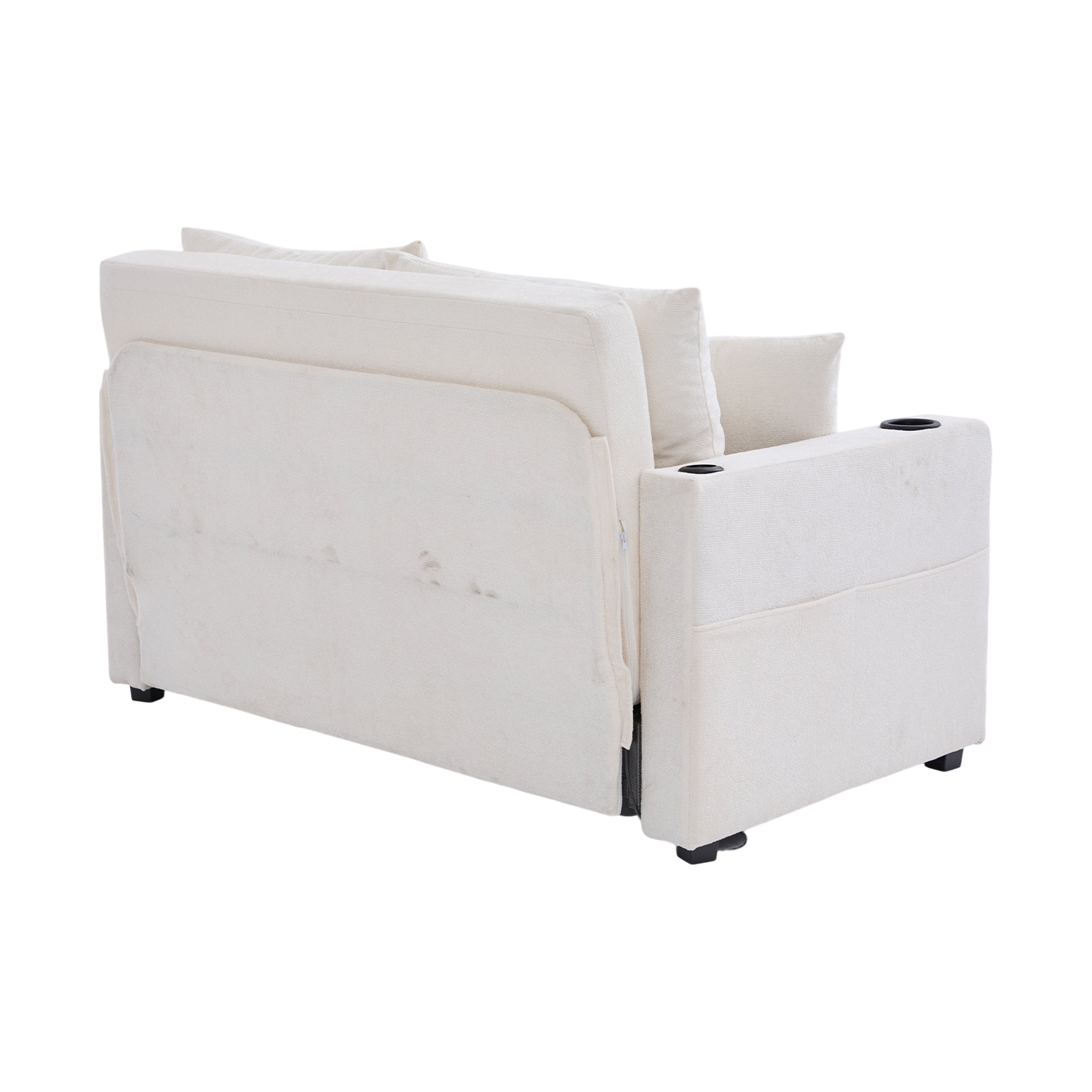 Logidon Beige Fluweel Multifunctionele Stoffen Bank Uitschuifbaar USB