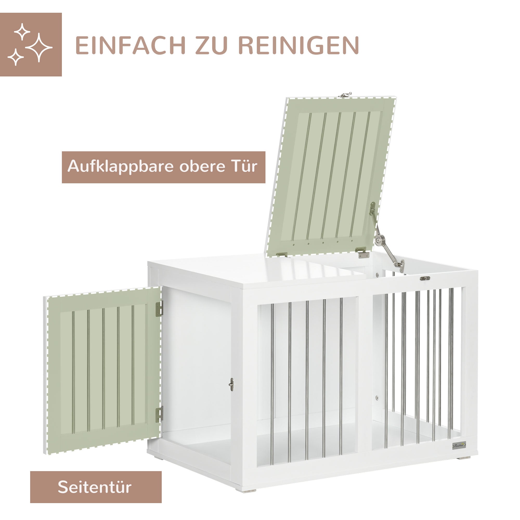 Logidon Hondenkooi Wit 80x50x56,5 cm met deuren en transport