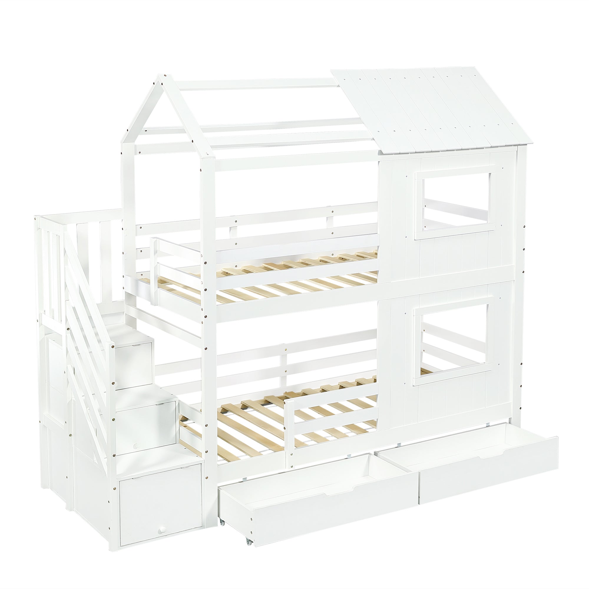 Logidon stapelbed kinderbed 90x200 wit met trapkast