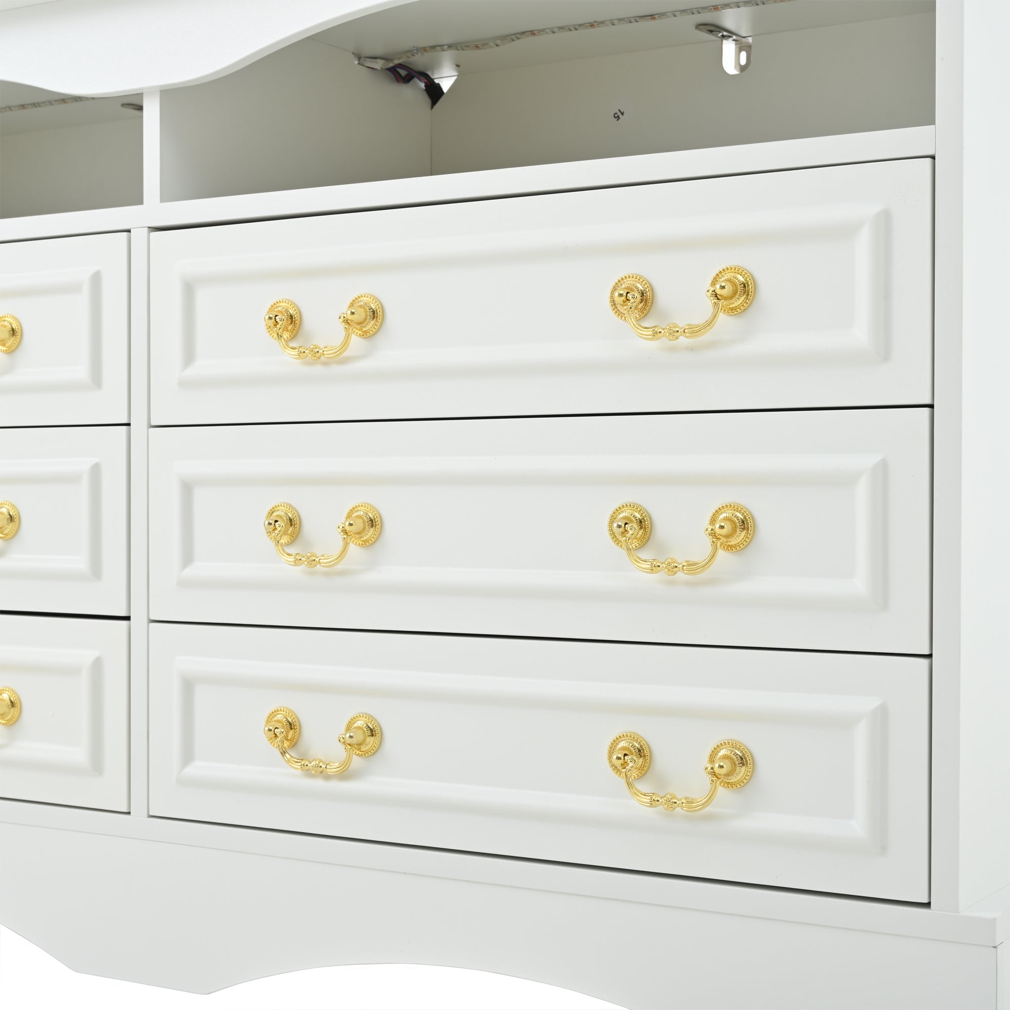Logidon Dressoir 120x40x70 met LED-licht en halfopen opbergruimte Wit