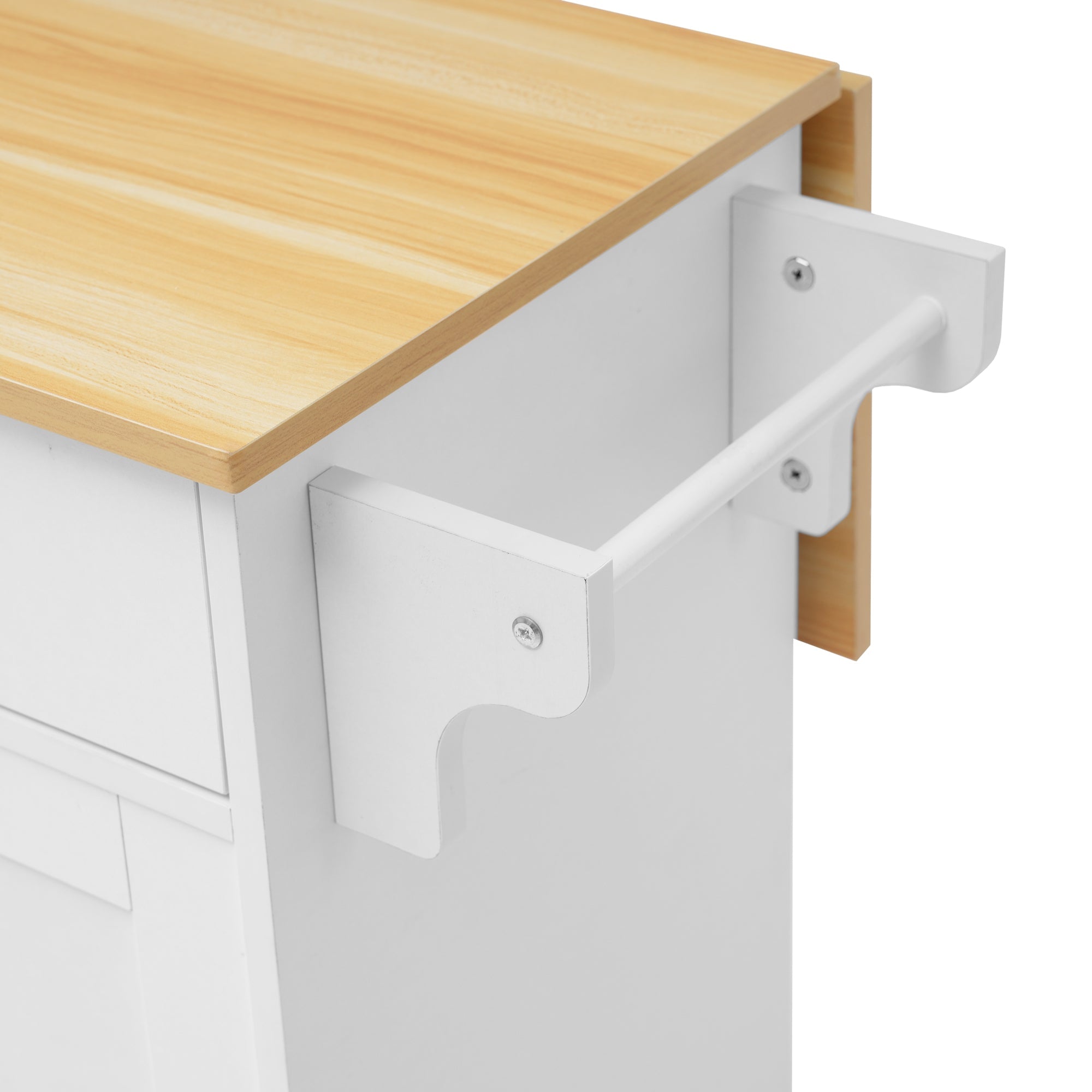 Logidon Dining Room Trolley Sideboard with Folding Table White/Natural Wood
