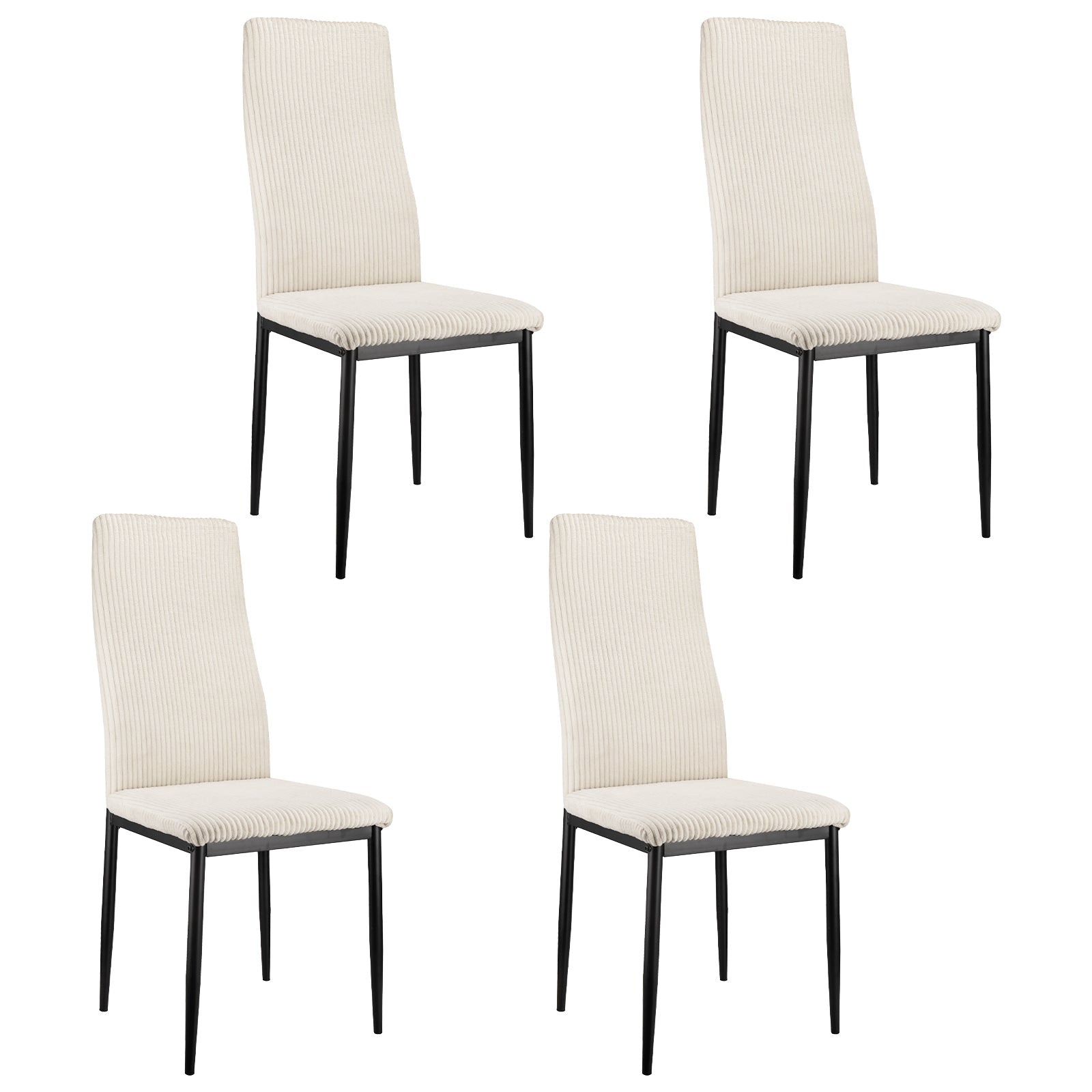 Logidon Eetkamerstoel set van 4 beige corduroy hoge rugleuning