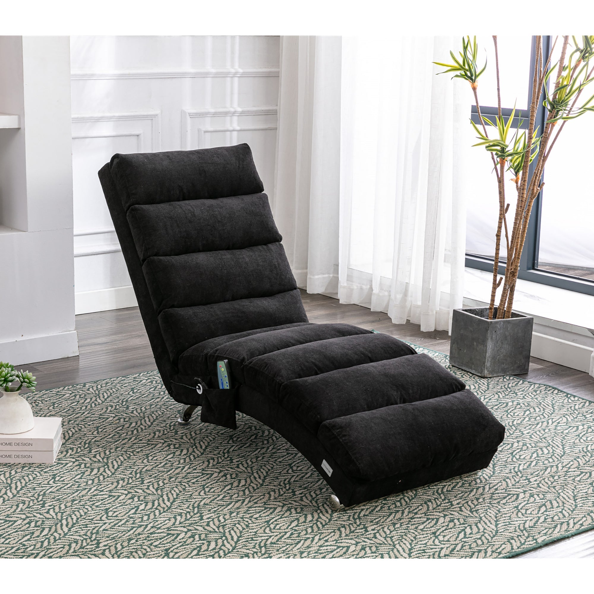 Logidon Elektrische Massage Chaise Longue Zwart met Afstandsbediening