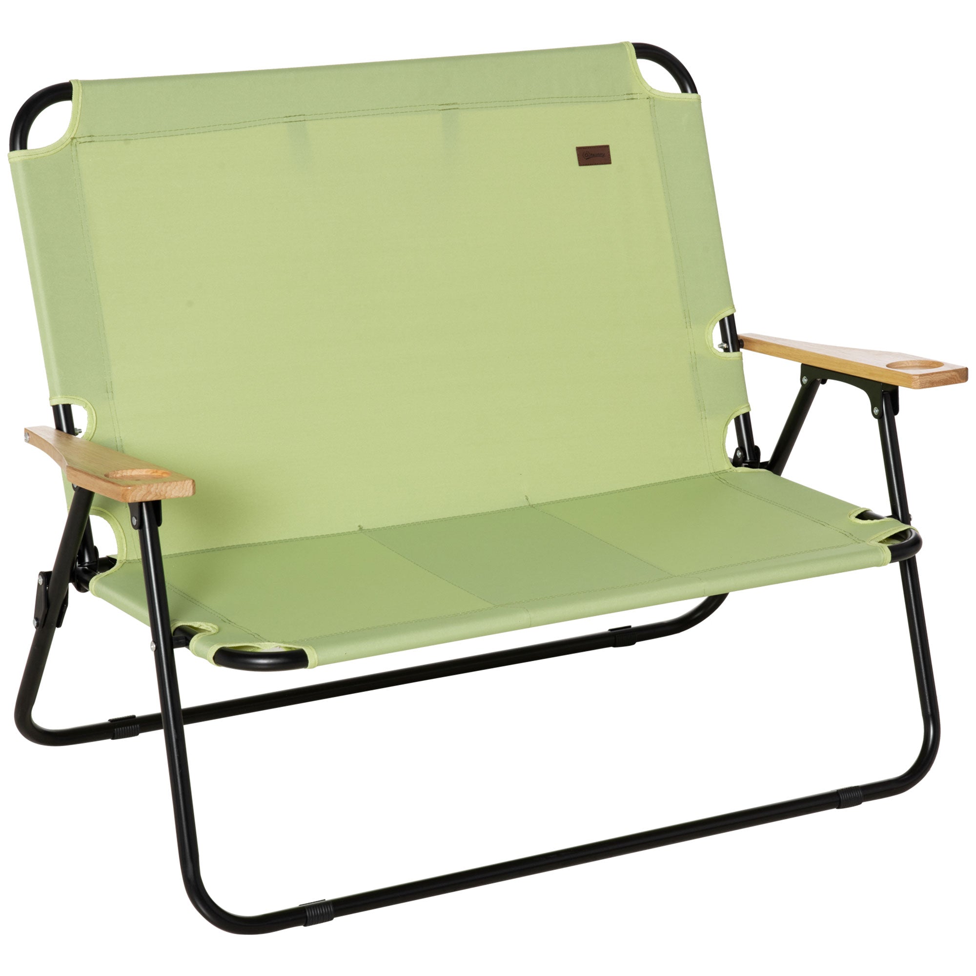 Logidon Twee opvouwbare campingstoelen met bekerhouder lichtgroen