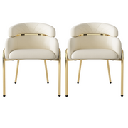 Logidon Dining Chair Set of 2 Beige Velvet with Golden Legs