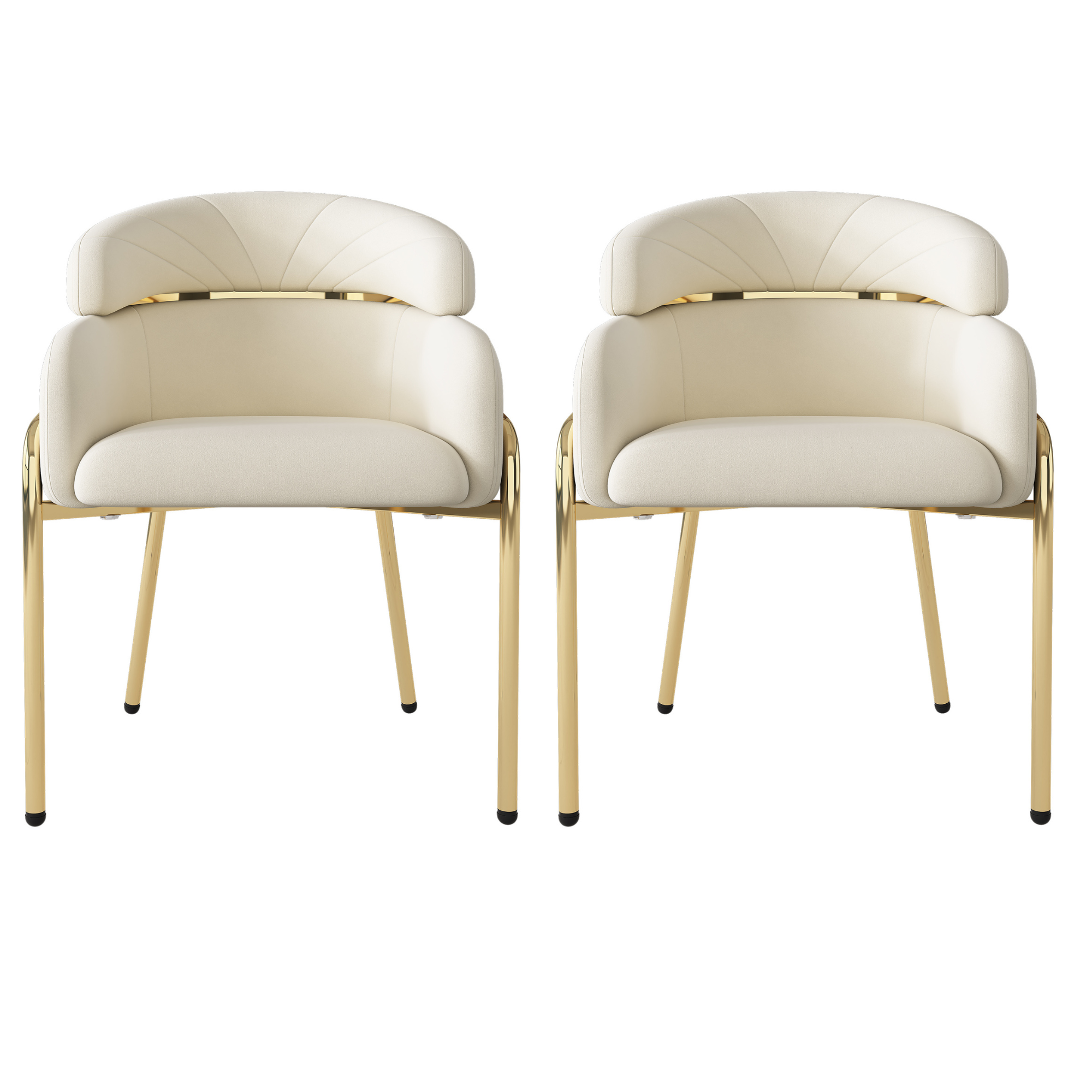 Logidon Dining Chair Set of 2 Beige Velvet with Golden Legs
